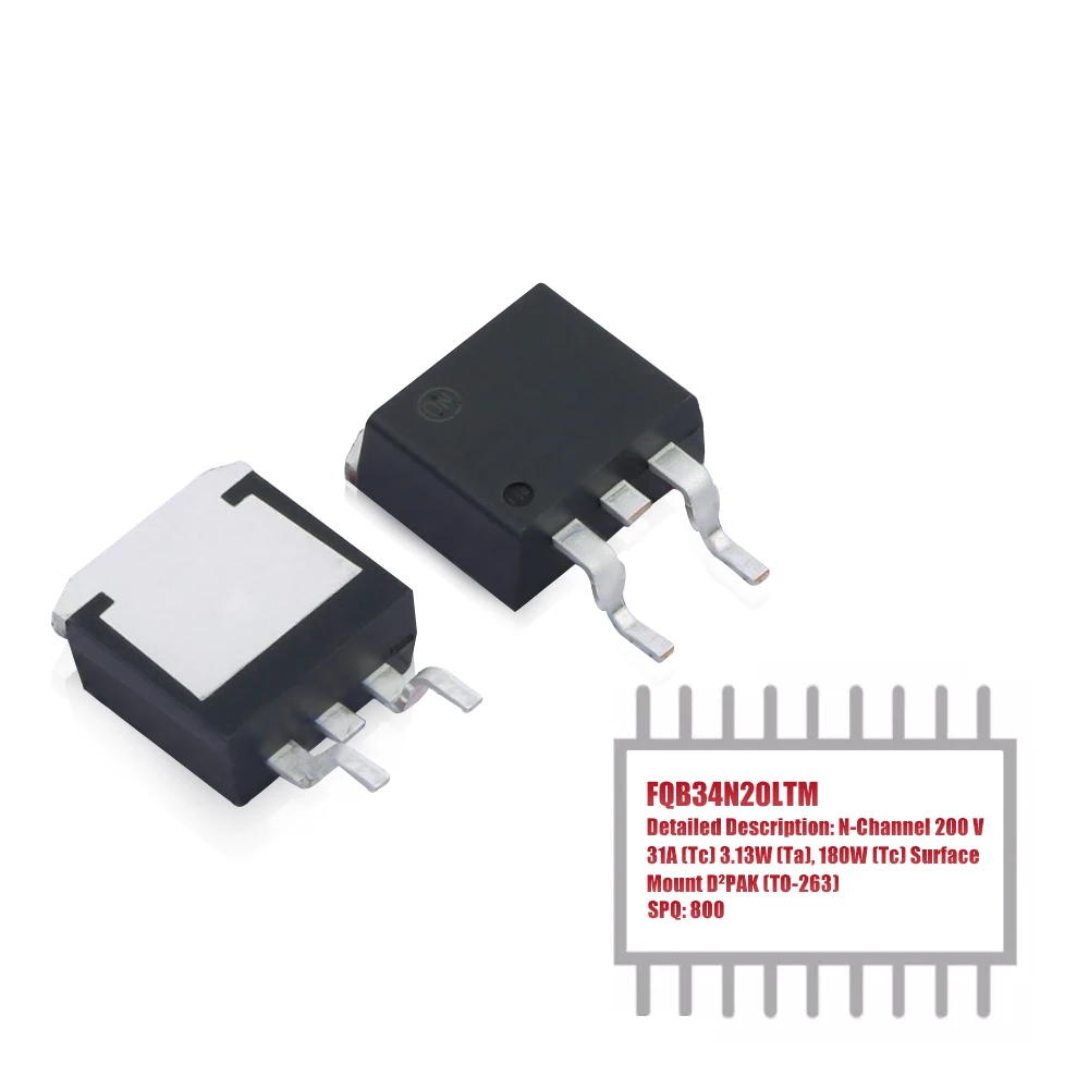 MY GROUP 800PCS FQB34N20LTMN-Channel 200 V 31A (Tc) 3,13 W (Ta), 180W (Tc) для поверхностного монтажа D²PAK (TO-263)
MY GROUP 800PCS FQB34N20LTMN-Channel 200 V 31A (Tc) 3,13 W (Ta), 180W (Tc) для поверхностного монтажа D²PAK (TO-263)