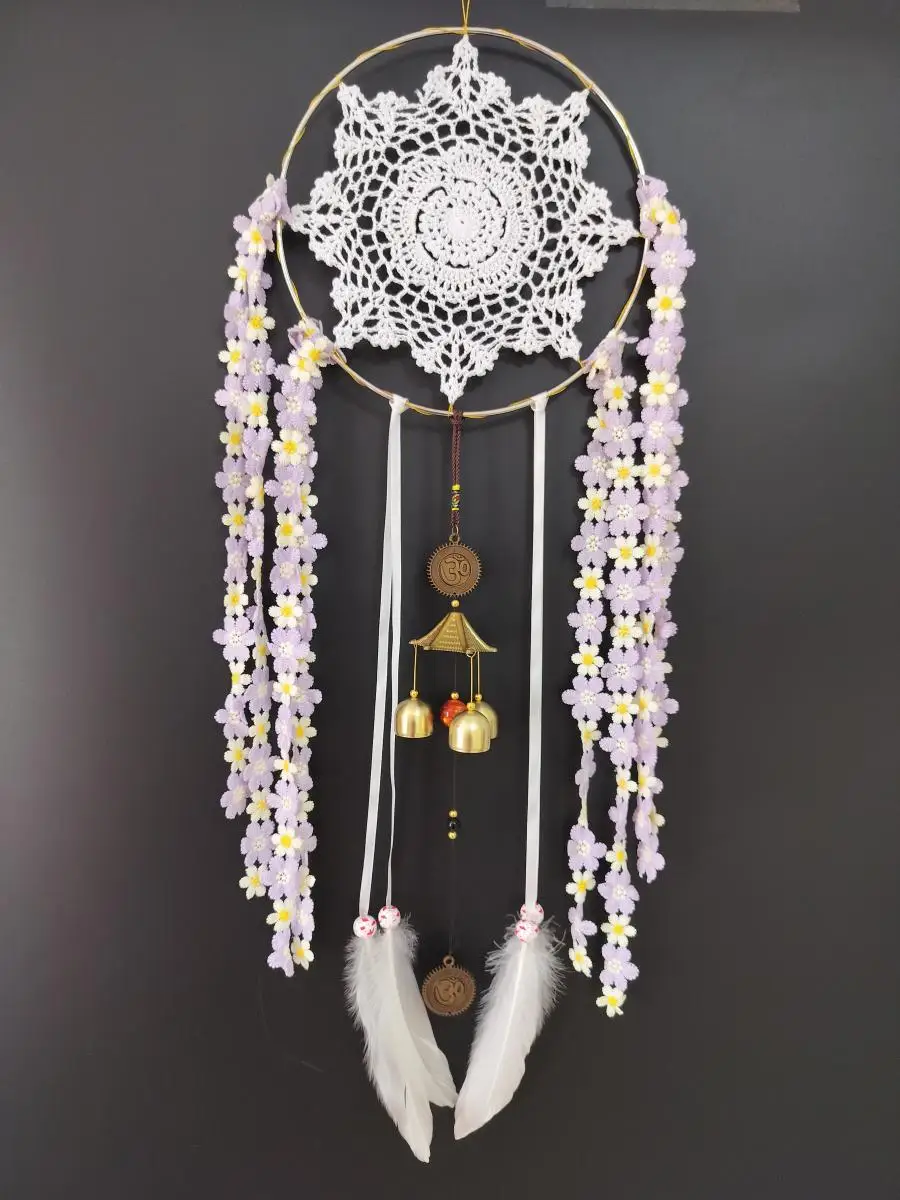 White Web Feather Dreamcatcher Chimes Dangling Windchimes Handmade Lace Flower Beaded Dream Catcher Gift For Friends Girls Kids
White Web Feather Dreamcatcher Chimes Dangling Windchimes Handmade Lace Flower Beaded Dream Catcher Gift For Friends Girls Kids