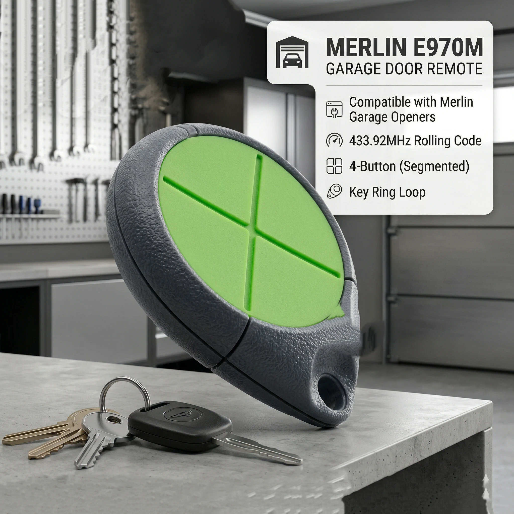Merlin E970M 434.54MHz Rolling Code Remote Control For Merlin+ And Merlin+ 2.0 Garage Gate Door Opener
Merlin E970M 434.54MHz Rolling Code Remote Control For Merlin+ And Merlin+ 2.0 Garage Gate Door Opener