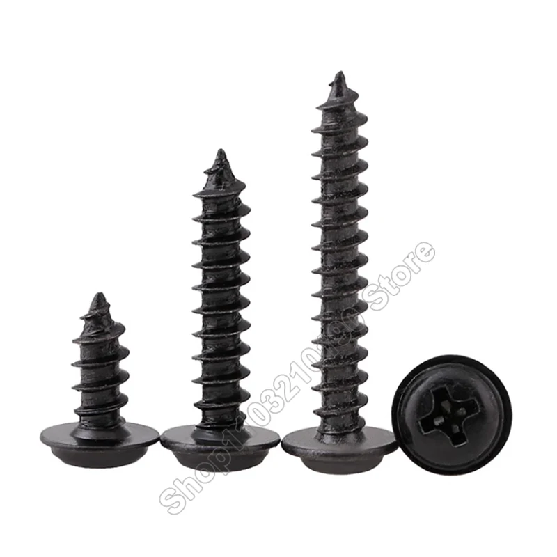 M1.2,M1.4,M1.7,M2,M2.3,M2.6,M3,M4 Mini Micro Small Black Phillips,Cross Round Head,Self Tapping Screws with Washer 3-20mm Length
M1.2,M1.4,M1.7,M2,M2.3,M2.6,M3,M4 Mini Micro Small Black Phillips,Cross Round Head,Self Tapping Screws with Washer 3-20mm Length