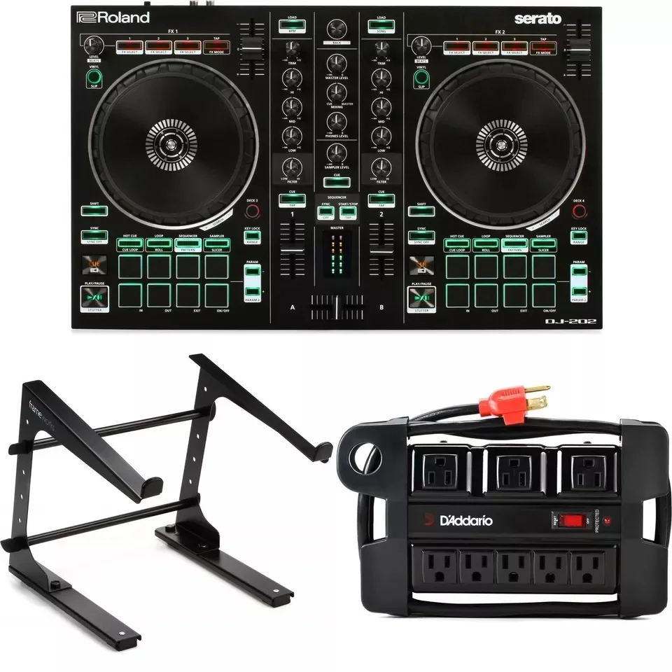 BEST OFFER Roland DJ-202 4-deck Serato DJ Controller with Laptop Stand and Power Block
BEST OFFER Roland DJ-202 4-deck Serato DJ Controller with Laptop Stand and Power Block