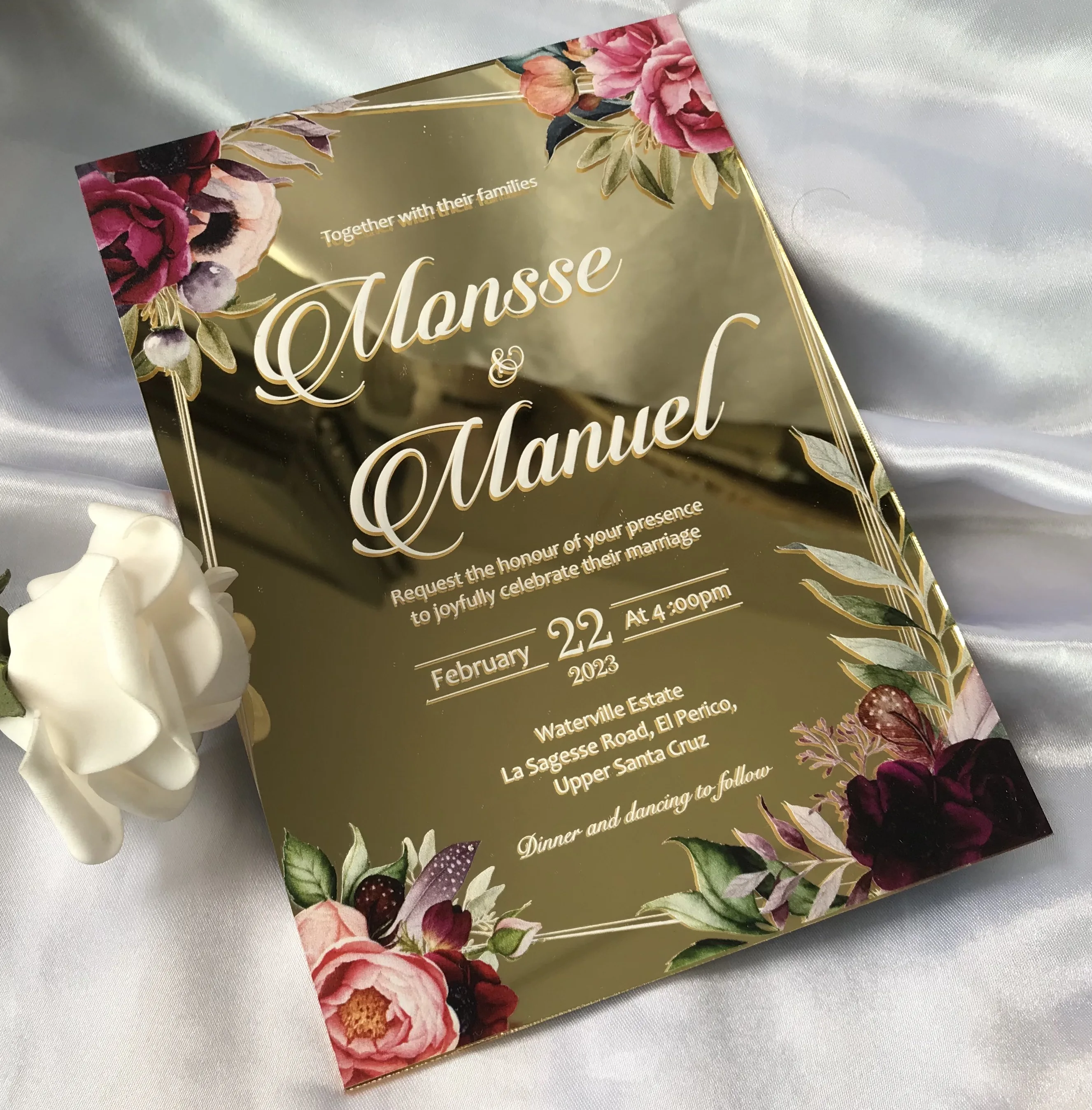 Custom 10pcs Mirror Gold Wedding Invitation,Burgundy Red,Blush Rose,Peony Acrylic Invitation,Mirror Gold Invitation,Decoration
Custom 10pcs Mirror Gold Wedding Invitation,Burgundy Red,Blush Rose,Peony Acrylic Invitation,Mirror Gold Invitation,Decoration