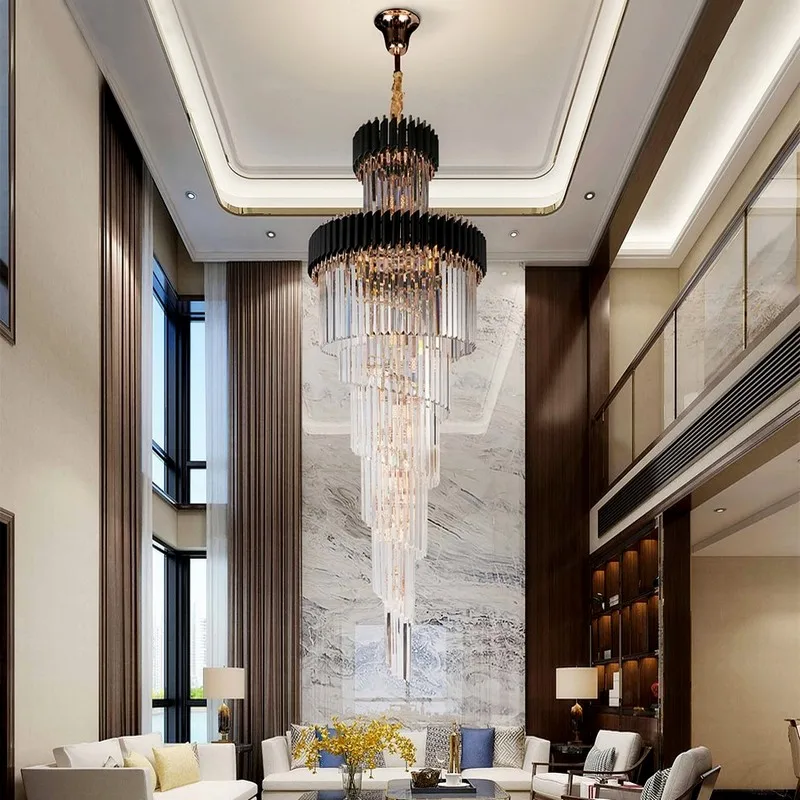 Luxurious Long Crystal Gold/Black Designer LED Chandelier for Lobby Foyer Staircase Living Room Stairwell Hanging Light Fixture
Luxurious Long Crystal Gold/Black Designer LED Chandelier for Lobby Foyer Staircase Living Room Stairwell Hanging Light Fixture