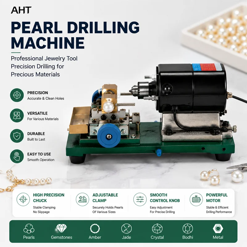 AHT Pearl Drilling Machine Precision Jewelry Tool 150W 8000RPM 220V Motor Professional Gemstone Amber Jade Gold Silver Drill Kit
AHT Pearl Drilling Machine Precision Jewelry Tool 150W 8000RPM 220V Motor Professional Gemstone Amber Jade Gold Silver Drill Kit