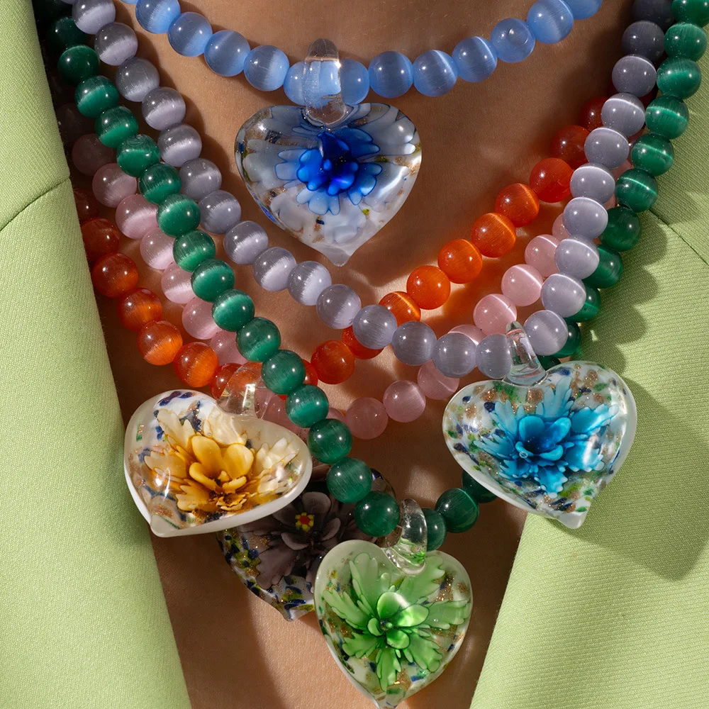 Stainless Steel Colorful Heart Pendant Necklace for Women Statement Glass Bead Necklaces Fashion Jewelry Party Gift
Stainless Steel Colorful Heart Pendant Necklace for Women Statement Glass Bead Necklaces Fashion Jewelry Party Gift