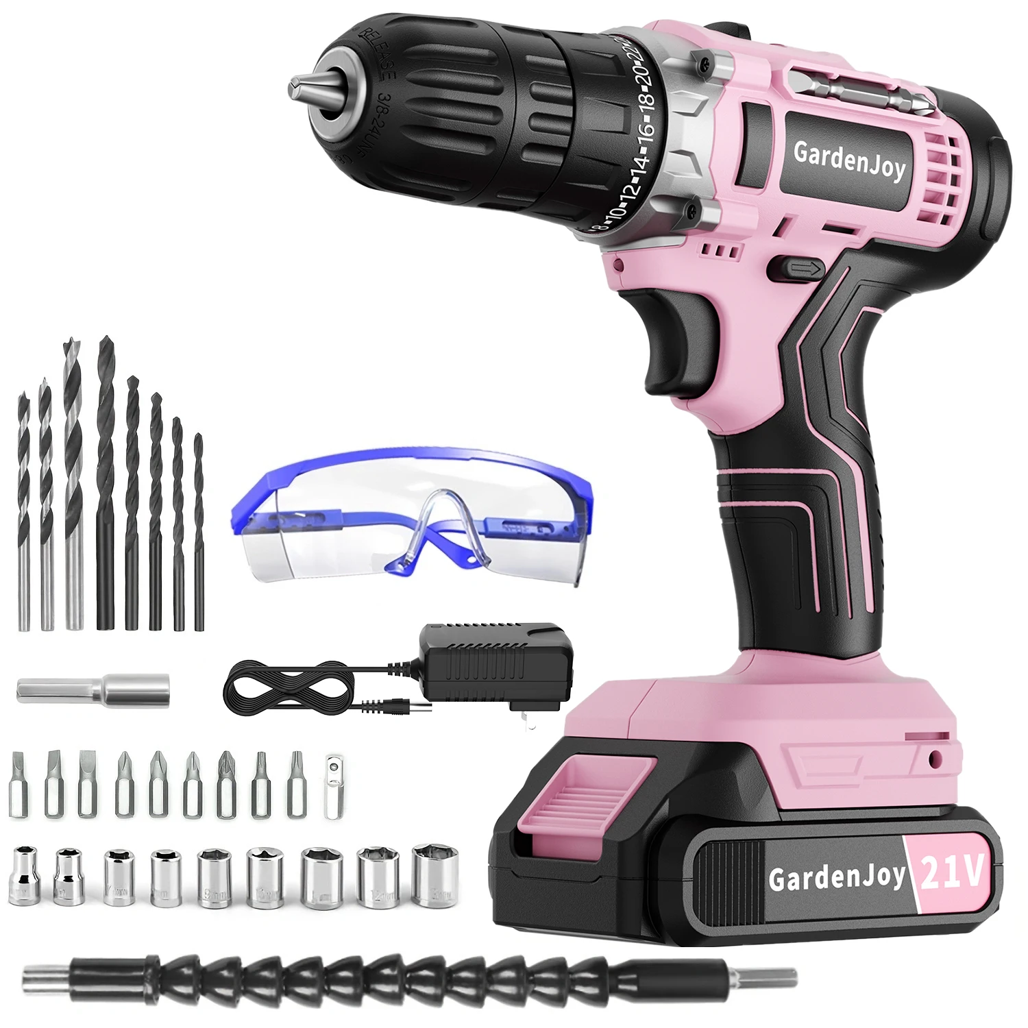 GardenJoy 21V Cordless Drill Set 1500mAh Lithium Battery 24+1 Torque Variable Speed Power Drill Kit
GardenJoy 21V Cordless Drill Set 1500mAh Lithium Battery 24+1 Torque Variable Speed Power Drill Kit