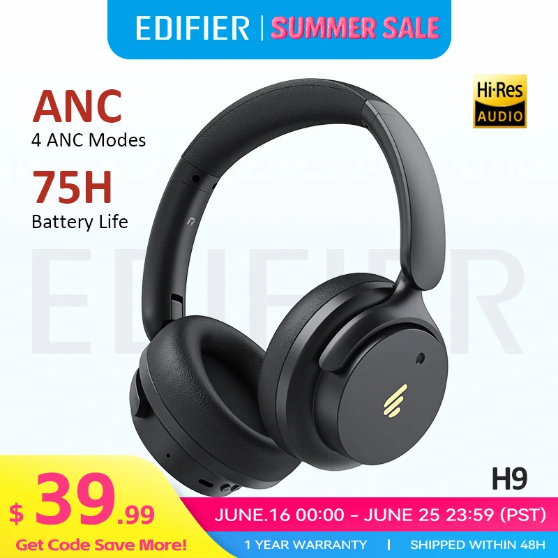 Edifier H9 Беспроводные наушники с активным шумоподавлением Bluetooth 5,4 Гарнитура Hi-Res Audio 75 часов Срок службы батареи Складной дизайн
Edifier H9 Беспроводные наушники с активным шумоподавлением Bluetooth 5,4 Гарнитура Hi-Res Audio 75 часов Срок службы батареи Складной дизайн