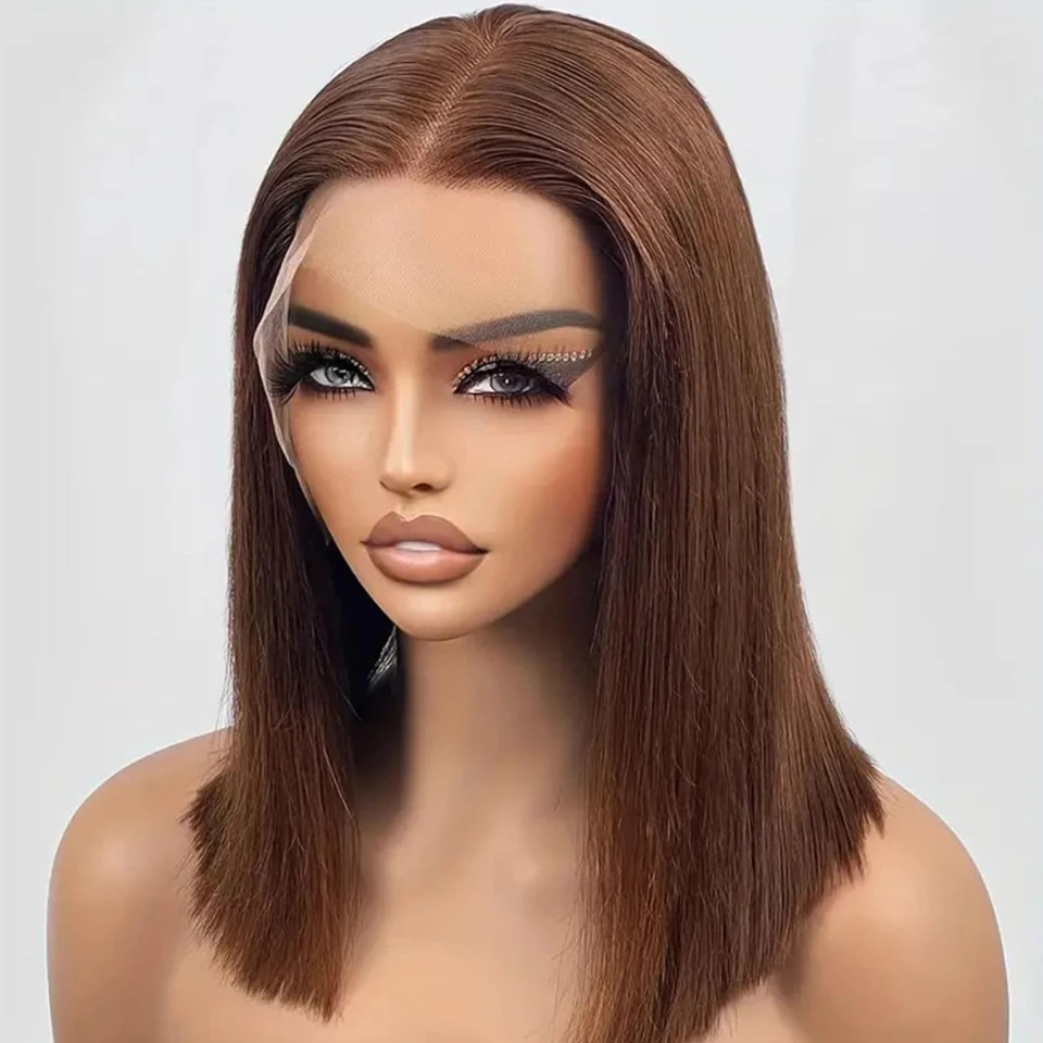 Chocolate Brown Color Bone Straight Bob Wigs 100% Human Hair 13X4 HD Lace Frontal Wig Dark Brown Brazilian Remy Human Hair
Chocolate Brown Color Bone Straight Bob Wigs 100% Human Hair 13X4 HD Lace Frontal Wig Dark Brown Brazilian Remy Human Hair