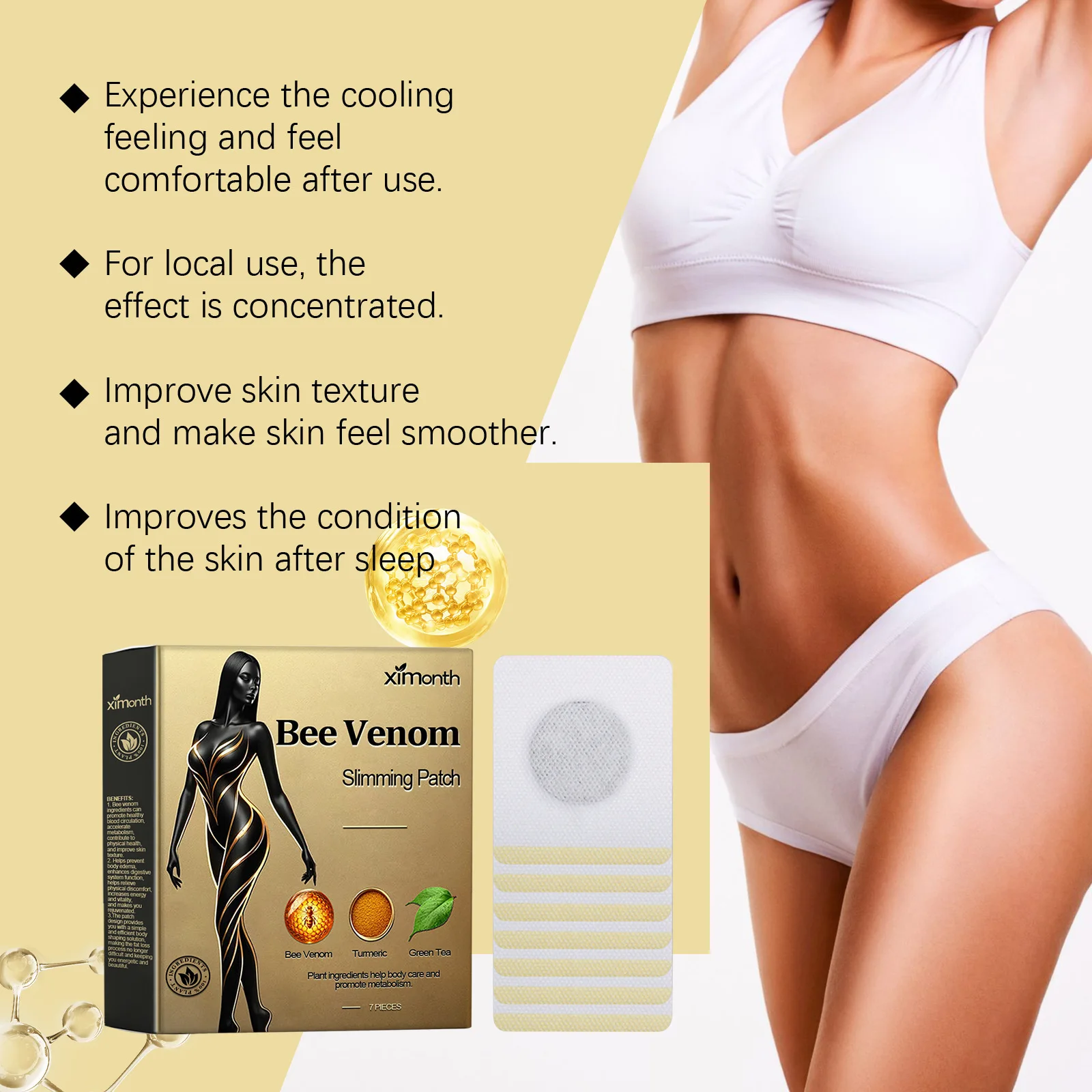 Ximonth 7pcs Bee Venom Lymphatic Drainage Slimming Patches Weight Loss Body Shaping Muscle Tighten Help Digestion Fast Burning
Ximonth 7pcs Bee Venom Lymphatic Drainage Slimming Patches Weight Loss Body Shaping Muscle Tighten Help Digestion Fast Burning