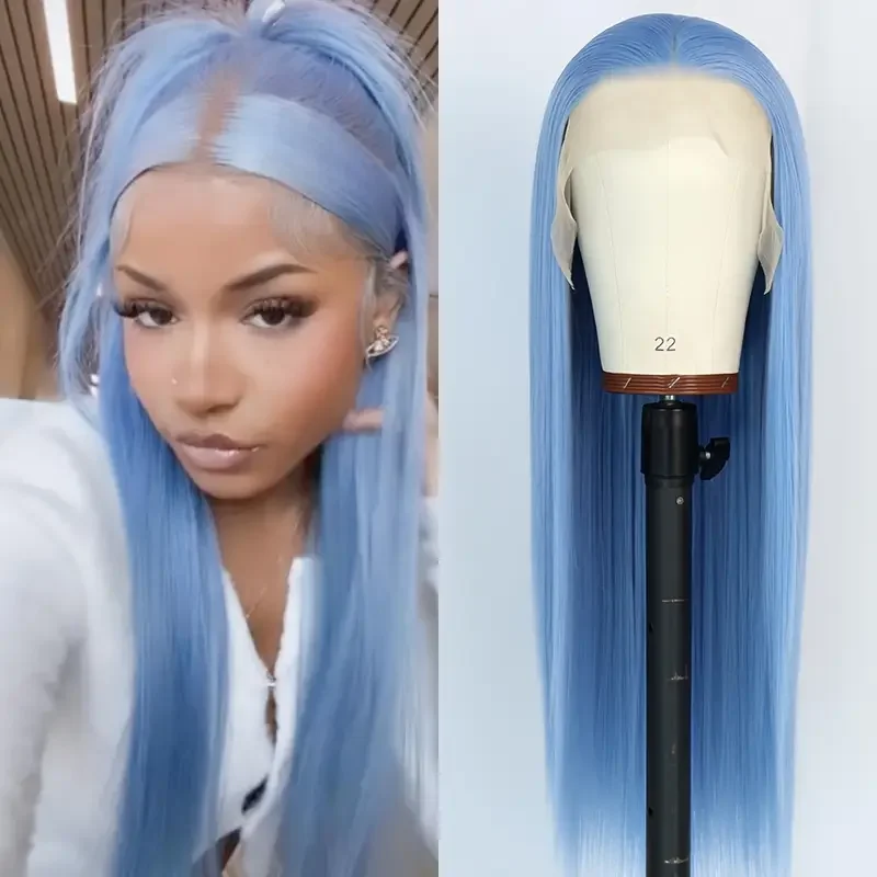 13x4 Light Blue Lace Wig Long Straight Non Perm Lace Heat Resistant Fiber Women's Chemical Fiber Wig Straight Hair Natural Smoot
13x4 Light Blue Lace Wig Long Straight Non Perm Lace Heat Resistant Fiber Women's Chemical Fiber Wig Straight Hair Natural Smoot