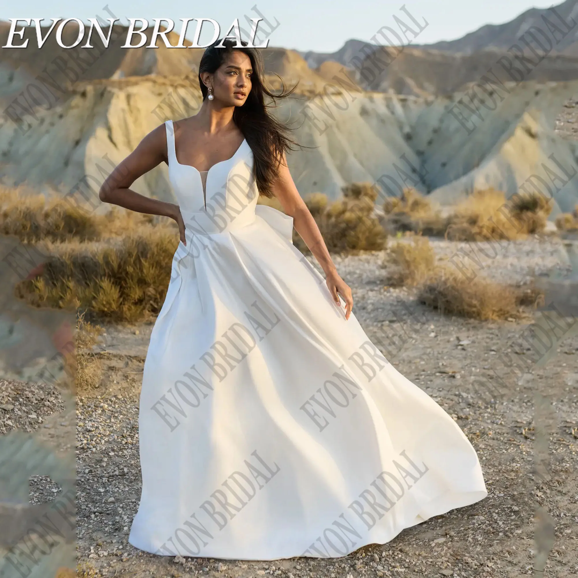 EVON BRIDAL Customized V Neck Satin Wedding Dress Plus Size Women Backless A Line Bow Elegant Bridal Gown Vestidos De Novias
EVON BRIDAL Customized V Neck Satin Wedding Dress Plus Size Women Backless A Line Bow Elegant Bridal Gown Vestidos De Novias