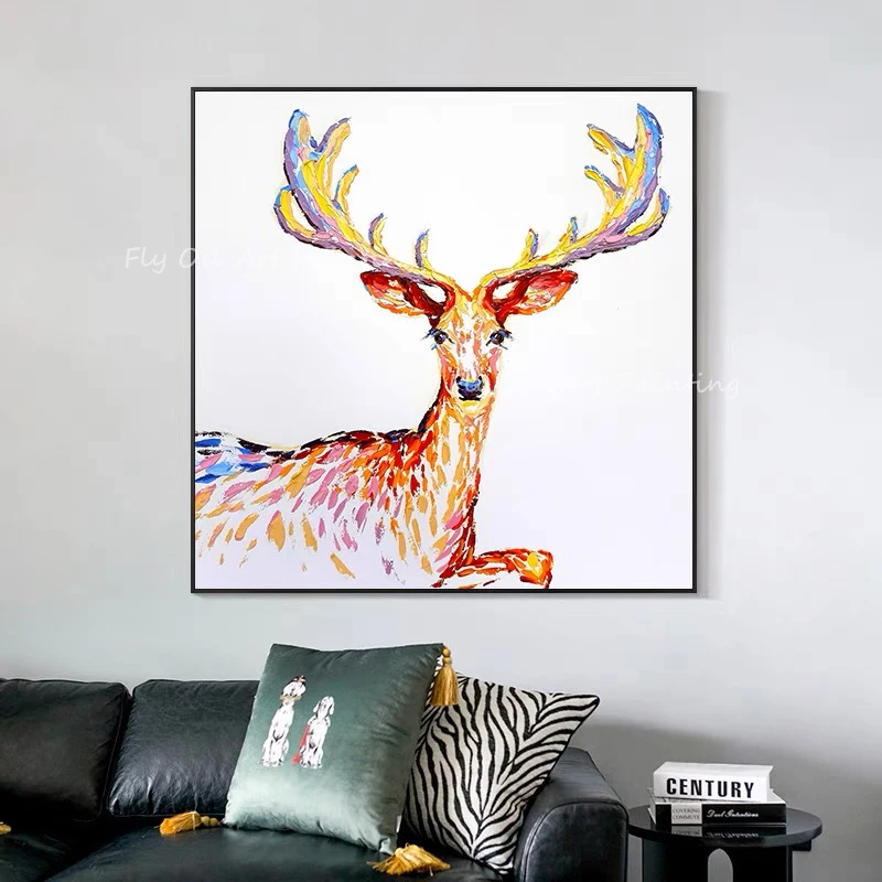 100% Handmade deer classic white canvas thick simple animal picture wall art oil painting no frame wall decoration gift
100% Handmade deer classic white canvas thick simple animal picture wall art oil painting no frame wall decoration gift