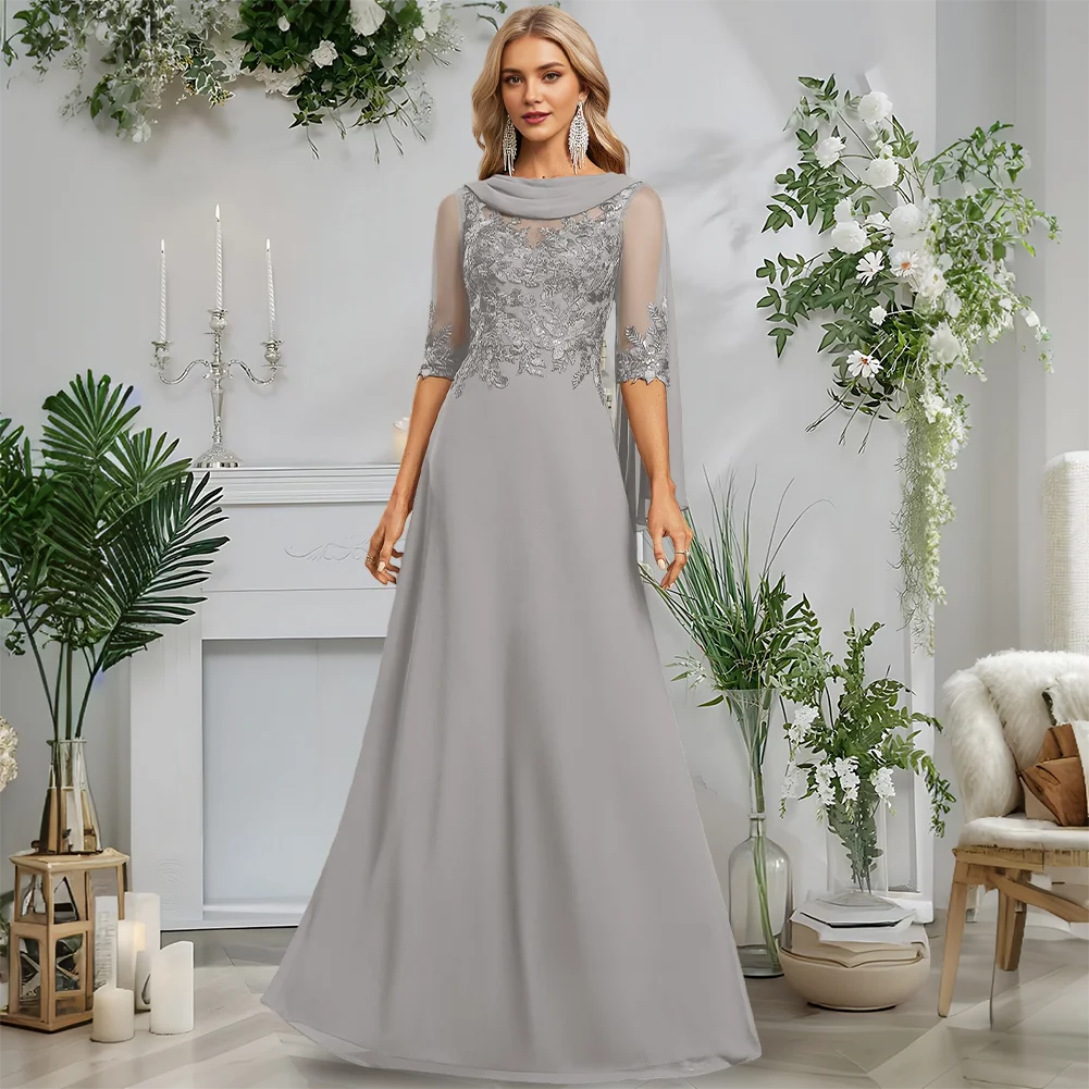 Evening Dress Women's Floor-Length Chiffon Lace A-Line Sequins Scoop Half Sleeve 2025 Summer Prom Dress For Wedding Party
Evening Dress Women's Floor-Length Chiffon Lace A-Line Sequins Scoop Half Sleeve 2025 Summer Prom Dress For Wedding Party