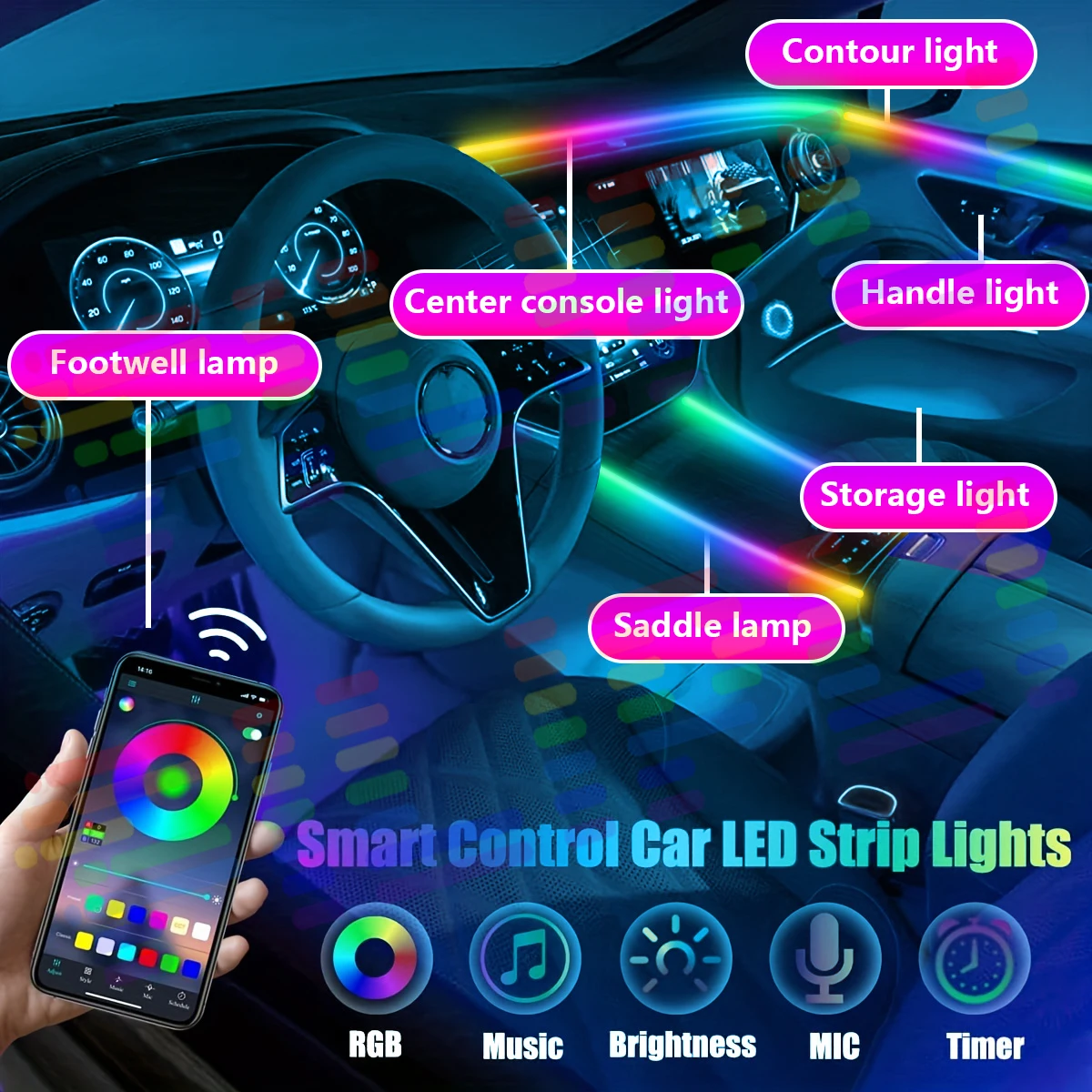 For Toyota Tesla BWM Benz Honda etc 22 In1 Neon Full Streamer Car Ambient Lights RGB 64 Colors LED Interior Hidden Acrylic St
For Toyota Tesla BWM Benz Honda etc 22 In1 Neon Full Streamer Car Ambient Lights RGB 64 Colors LED Interior Hidden Acrylic St