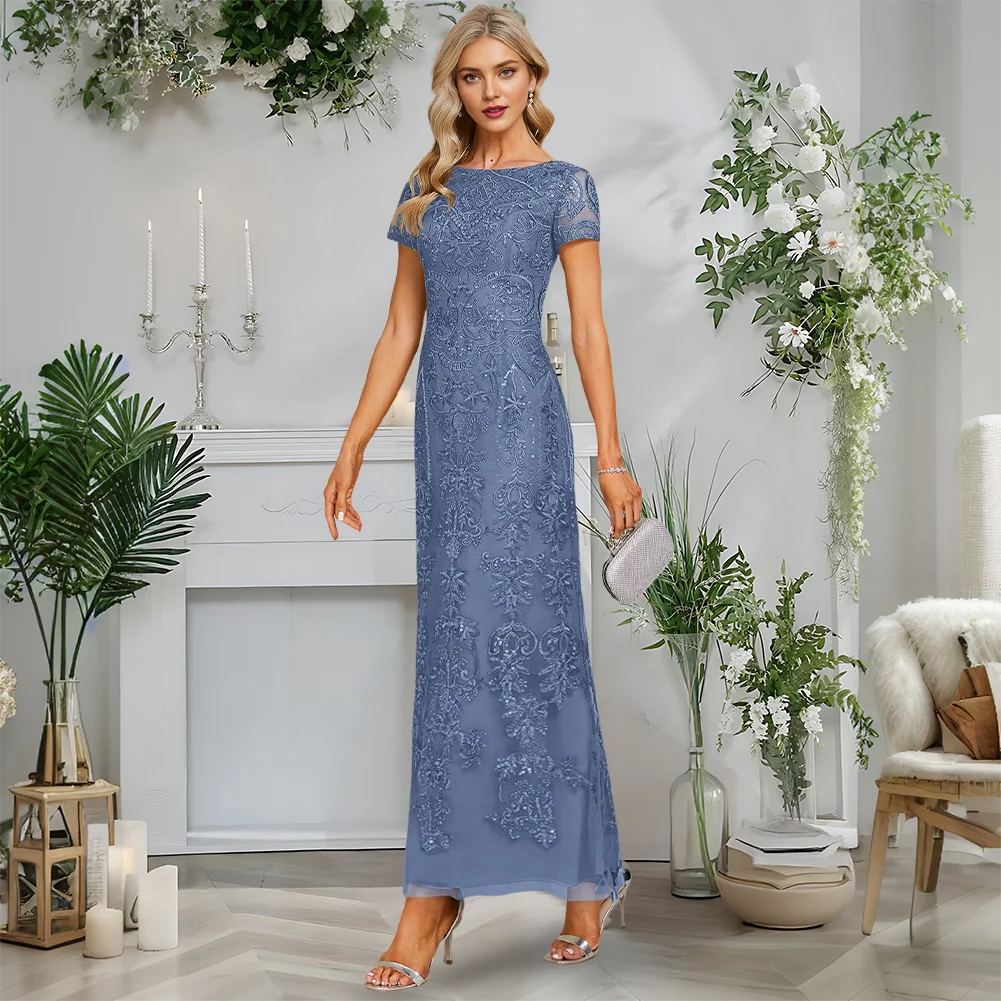 Evening Dress Steel Grey A-Line Boat Neck Lace Prom Gown 2025 Elegant Ankle-Length With Sequins Wedding Party Formal Luxury
Evening Dress Steel Grey A-Line Boat Neck Lace Prom Gown 2025 Elegant Ankle-Length With Sequins Wedding Party Formal Luxury