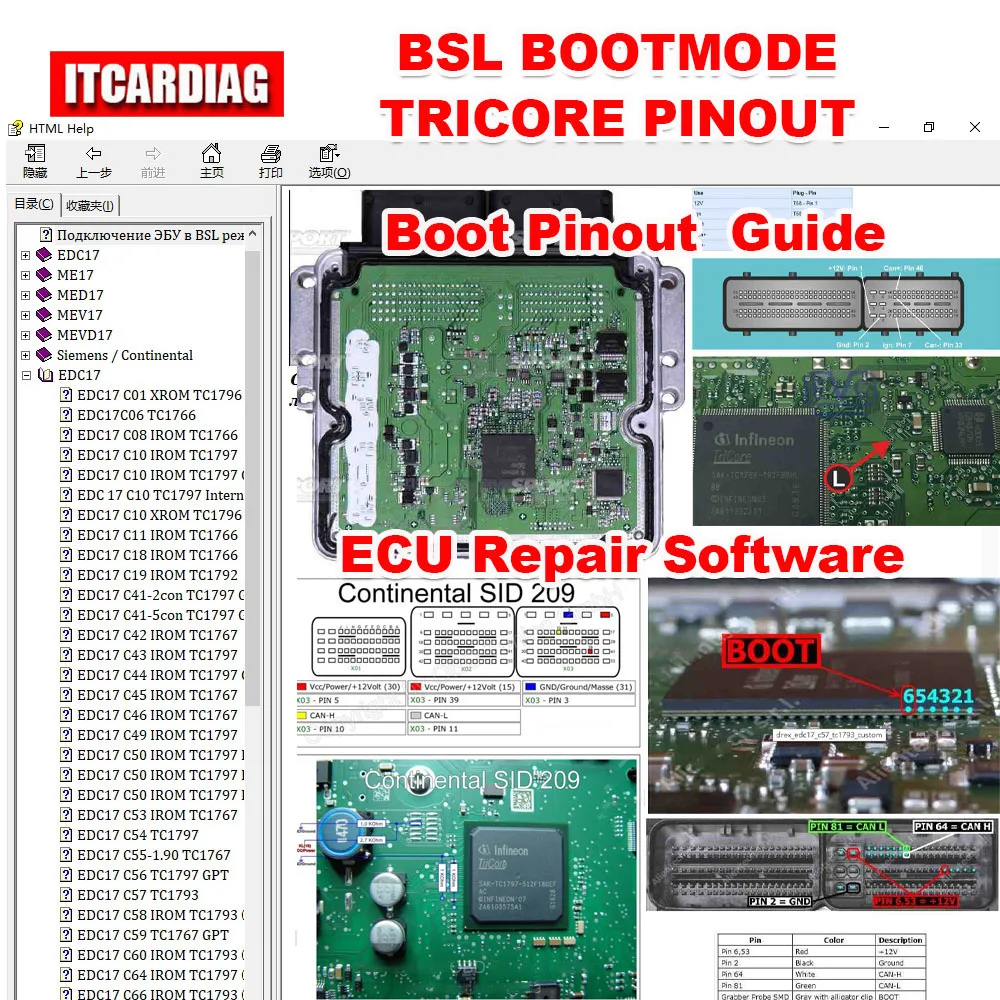 BSL BOOTMODE TRICORE PINOUT Guide For EDC17 For ME17 for MED17 for MEV17 for MEVD17 For Siemens ECU Repair Software Boot Pinout
BSL BOOTMODE TRICORE PINOUT Guide For EDC17 For ME17 for MED17 for MEV17 for MEVD17 For Siemens ECU Repair Software Boot Pinout