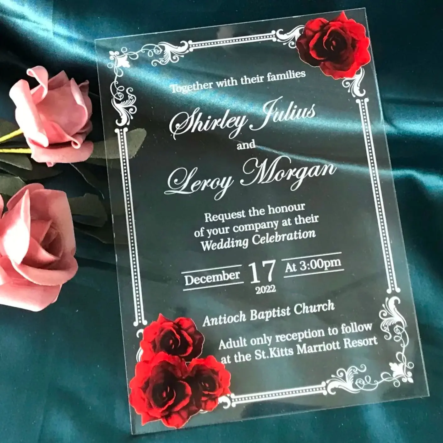 Clear Acrylic Wedding Invitation,Personalized Red Rose, Custom, Birthday, Quinceanera, 10Pcs
Clear Acrylic Wedding Invitation,Personalized Red Rose, Custom, Birthday, Quinceanera, 10Pcs