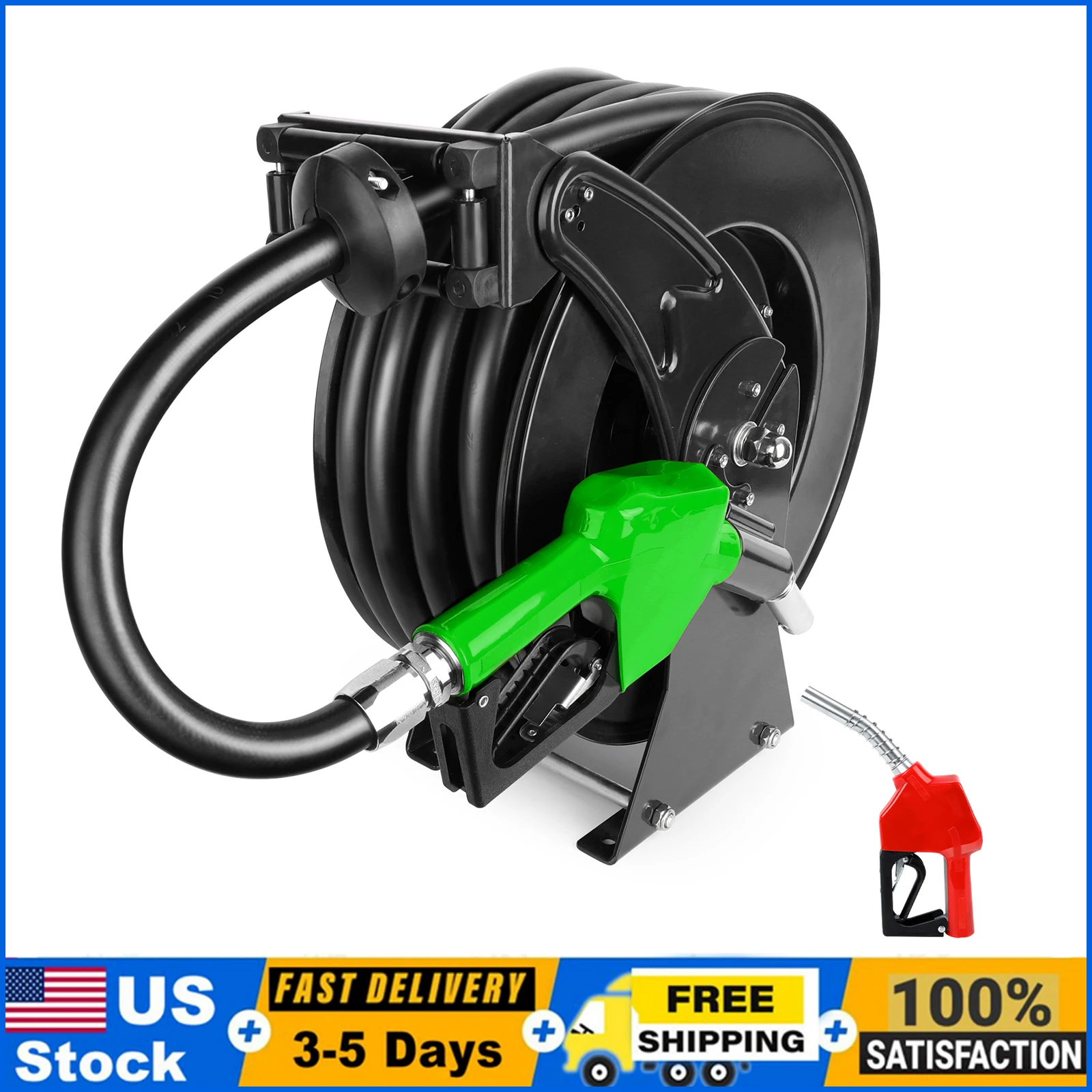 3/4" Fuel Hose Reel 50ft More Heavy Duty and Long Service Retractable Diesel Hose Reel with Fuel Nozzle, 300PSI for Pump Tank
3/4" Fuel Hose Reel 50ft More Heavy Duty and Long Service Retractable Diesel Hose Reel with Fuel Nozzle, 300PSI for Pump Tank