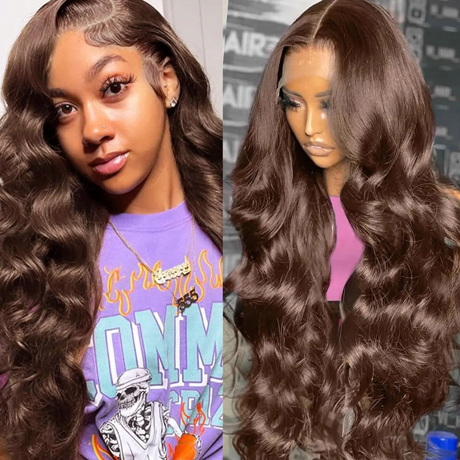13x6 Body Wave 180% Density Chocolate Brown Lace Frontal Wigs Human Hair Brazilian Hair Pre Plucked For Black Women
13x6 Body Wave 180% Density Chocolate Brown Lace Frontal Wigs Human Hair Brazilian Hair Pre Plucked For Black Women