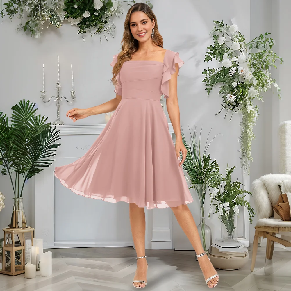 Luxurious Dark Green A-Line Square Neck Cocktail Dresses 2025 Cascading Ruffles Chiffon Prom Evening Wedding Party Knee-Length
Luxurious Dark Green A-Line Square Neck Cocktail Dresses 2025 Cascading Ruffles Chiffon Prom Evening Wedding Party Knee-Length