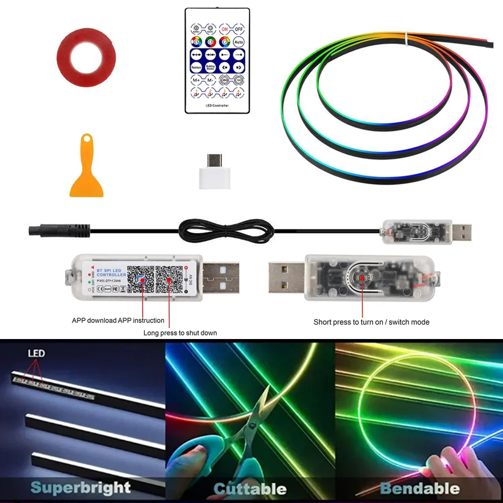 USB 5V WS2812 110 140cm Acrylic LED Car Light Set Interior RGB Ambient Light Instrument Panel Door Trim Decorative Light Smart
USB 5V WS2812 110 140cm Acrylic LED Car Light Set Interior RGB Ambient Light Instrument Panel Door Trim Decorative Light Smart