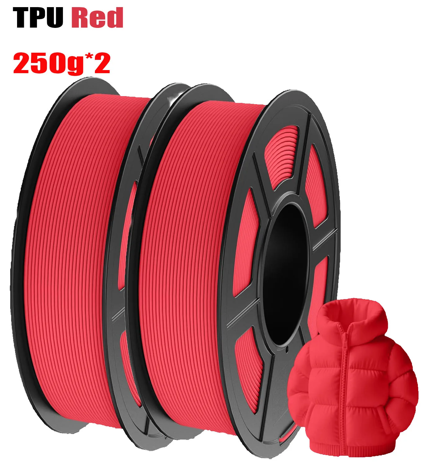 Red TPU Filament 1.75mm Flexible 3D Printer Filament with Shore Hardness 95A Strong Elasticity Abrasion Resistance 500G/250G
Red TPU Filament 1.75mm Flexible 3D Printer Filament with Shore Hardness 95A Strong Elasticity Abrasion Resistance 500G/250G