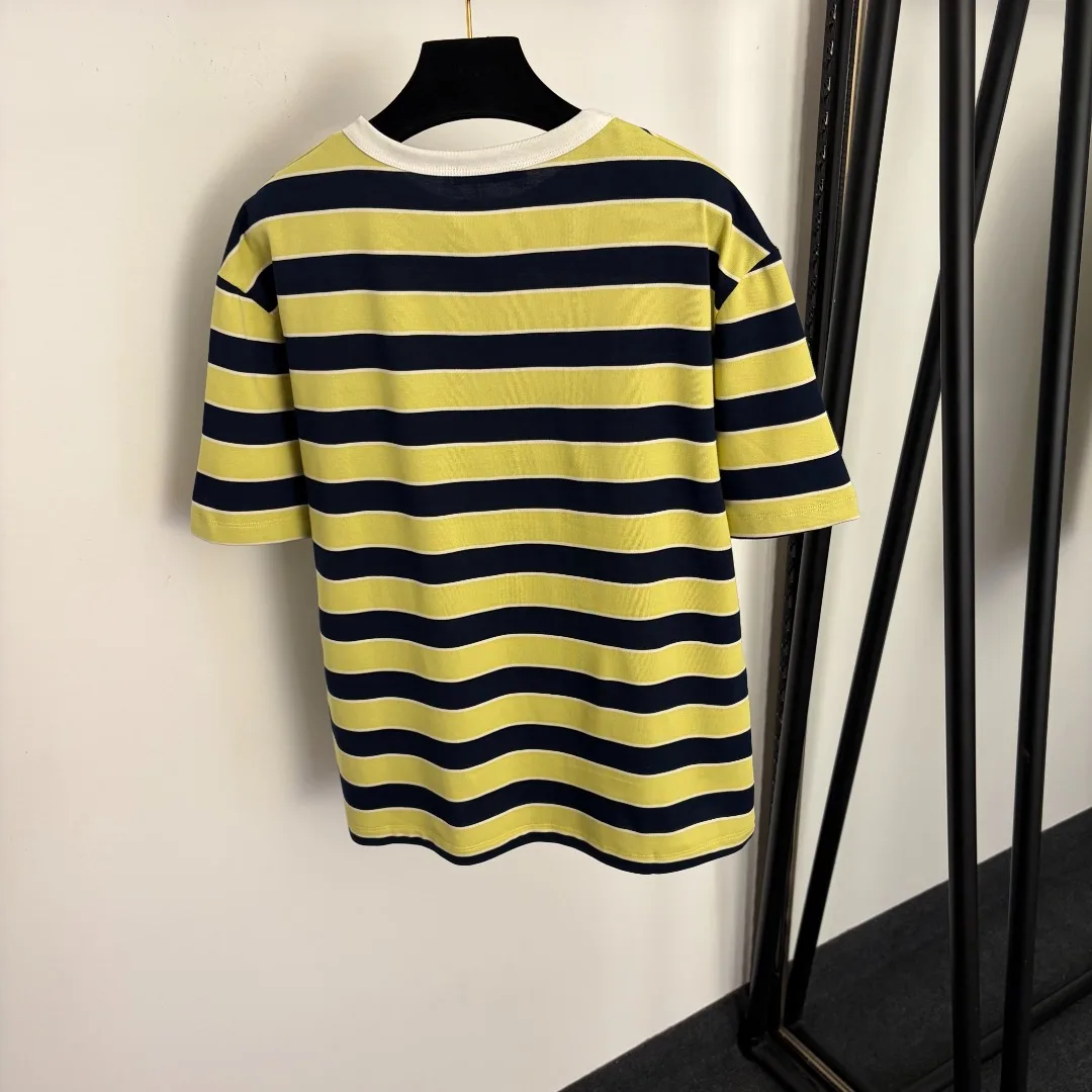 2026 New Women'S Striped Single-Mouth Striped Yellow Dark Blue Short-Sleeved T-Shirt Fashionable Versatile Pure Cotton
2026 New Women'S Striped Single-Mouth Striped Yellow Dark Blue Short-Sleeved T-Shirt Fashionable Versatile Pure Cotton