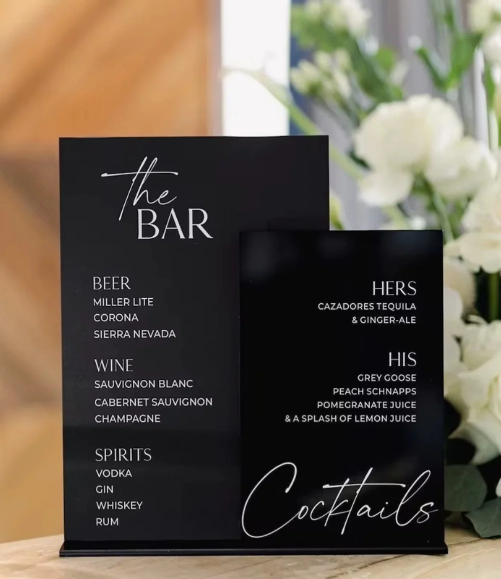 Wedding Acrylic Bar Sign Black Bar Signage Signature Drinks Menu Wedding Speciality Cocktails Acrylic Bar Menu Reception Signage
Wedding Acrylic Bar Sign Black Bar Signage Signature Drinks Menu Wedding Speciality Cocktails Acrylic Bar Menu Reception Signage