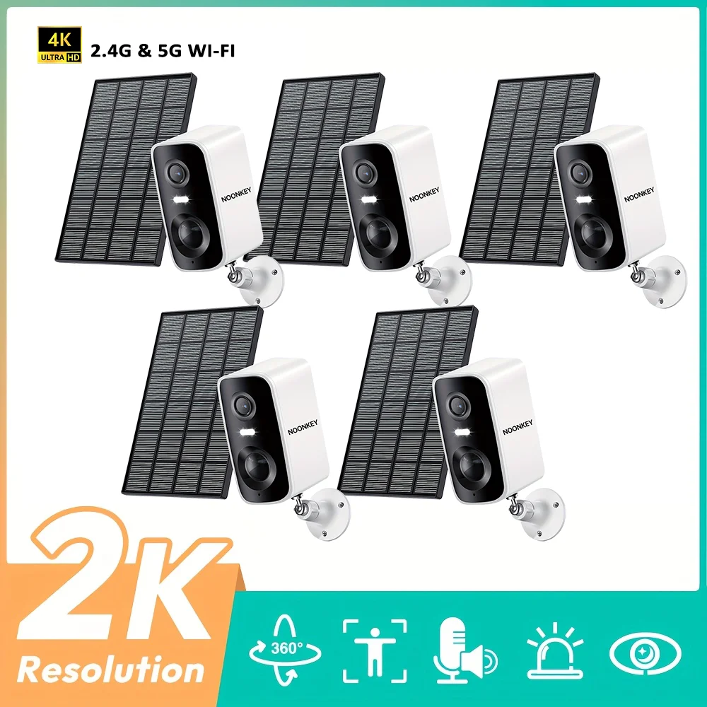 【5Pcs】4Mp Solar Security Cam: Color Night Vision, Pir Detection, 2-Way Talk, Spotlight, Wifi, Ip66, Battery+ Solar Powered
【5Pcs】4Mp Solar Security Cam: Color Night Vision, Pir Detection, 2-Way Talk, Spotlight, Wifi, Ip66, Battery+ Solar Powered