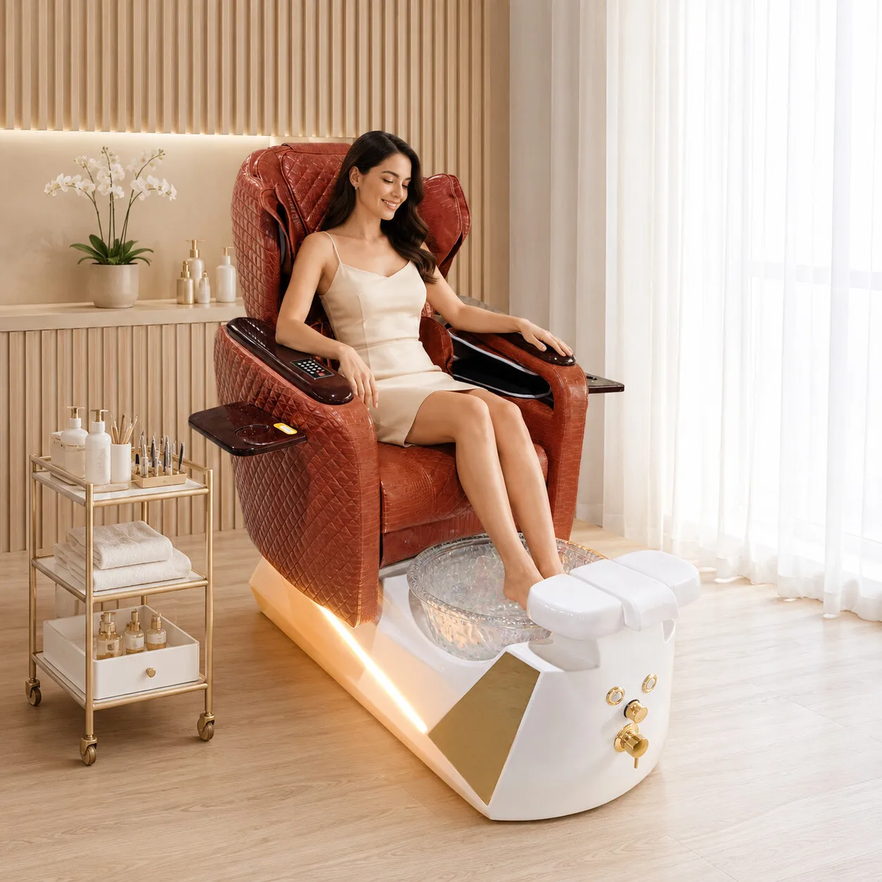 Luxury Electric Massaging Pedicure Chair with Foot Spa Tub & Massage Function, Salon SPA Chair with LED Light for Nail Spa
Luxury Electric Massaging Pedicure Chair with Foot Spa Tub & Massage Function, Salon SPA Chair with LED Light for Nail Spa
