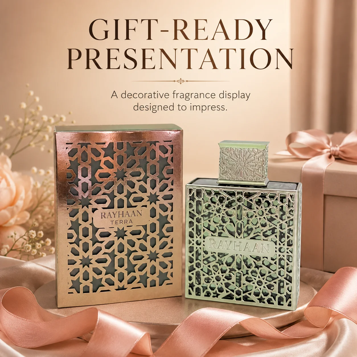 RAYHAAN TERRA Eau de Parfum – Oriental Lattice Art Luxury Fragrance,Sculpted Lattice Metallic Perfume, Elegant Earth Scent Perfect For Gifting
RAYHAAN TERRA Eau de Parfum – Oriental Lattice Art Luxury Fragrance,Sculpted Lattice Metallic Perfume, Elegant Earth Scent Perfect For Gifting