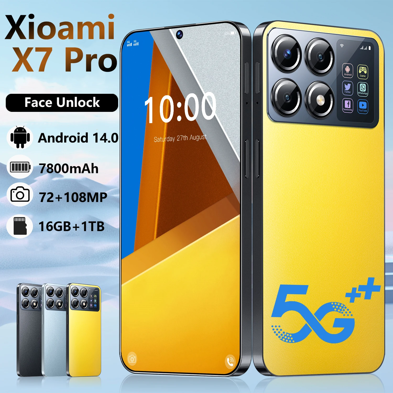 Новинка 2025 года Xioami X7 Pro 7.3HD Global Edition, оригинальная смарт-двойная карта, аккумулятор 7800 мАч, функция распознавания лиц
Новинка 2025 года Xioami X7 Pro 7.3HD Global Edition, оригинальная смарт-двойная карта, аккумулятор 7800 мАч, функция распознавания лиц