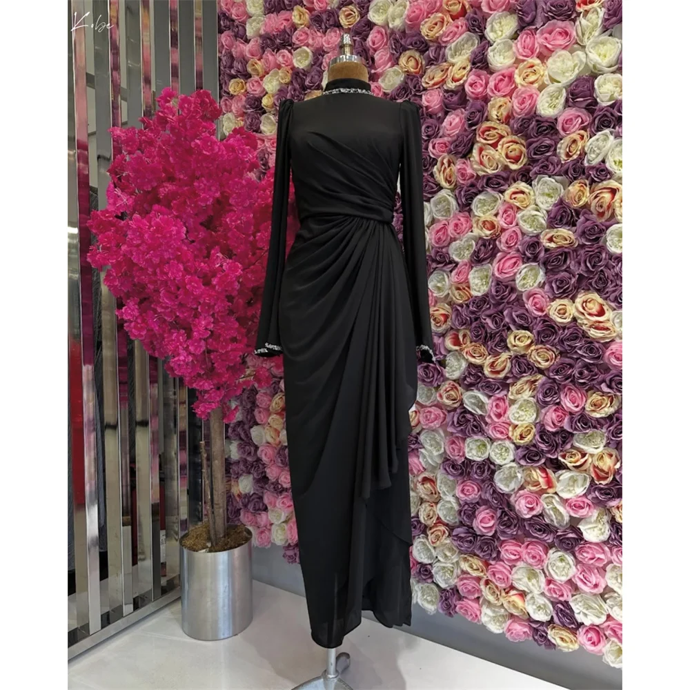 Kobe Customized High Neck Long Sleeve Column Prom Dresses Pleats Chiffon Simple فساتين سهرة Elegant Black Party Dresses 2025
Kobe Customized High Neck Long Sleeve Column Prom Dresses Pleats Chiffon Simple فساتين سهرة Elegant Black Party Dresses 2025