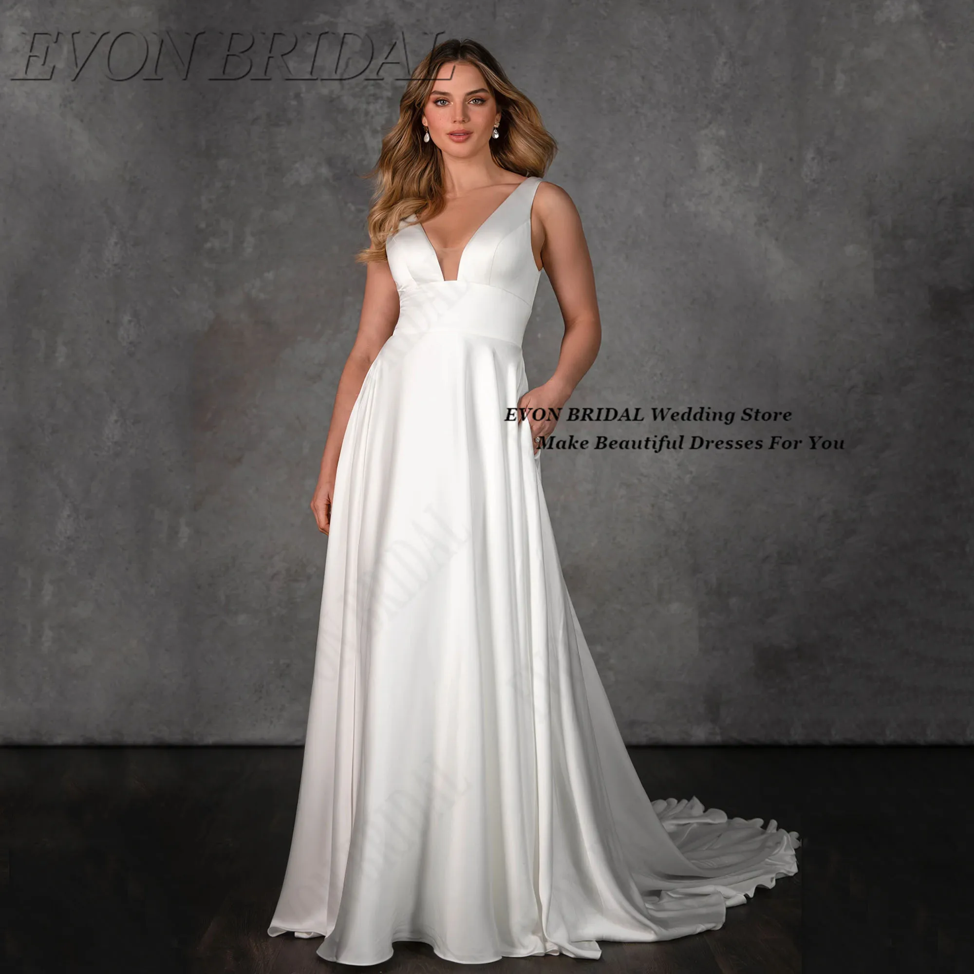 Spaghetti Straps Wedding Gown Civil Sleeveless Wedding Dresses For Parties Simple Bridal Party Gown EVON BRIDAL Customized
Spaghetti Straps Wedding Gown Civil Sleeveless Wedding Dresses For Parties Simple Bridal Party Gown EVON BRIDAL Customized