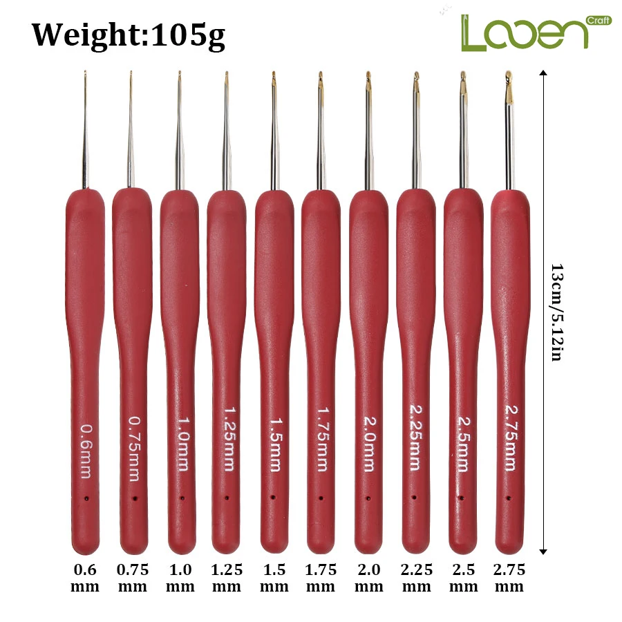 10pcs/Set Lace Crochet Hooks with Red Handles and Gold Tips (0.6-2.75mm), Suitable for Knitting Sweaters, Scarves, Socks, etc.
10pcs/Set Lace Crochet Hooks with Red Handles and Gold Tips (0.6-2.75mm), Suitable for Knitting Sweaters, Scarves, Socks, etc.