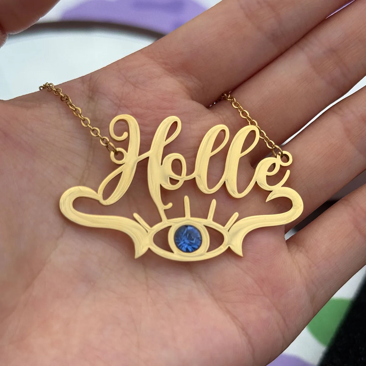 Blue Diamond Devil's Eye Custom Name Stainless Steel Necklace Personalized Letter Necklace Men's and Women's Jewelry Gifts
Blue Diamond Devil's Eye Custom Name Stainless Steel Necklace Personalized Letter Necklace Men's and Women's Jewelry Gifts