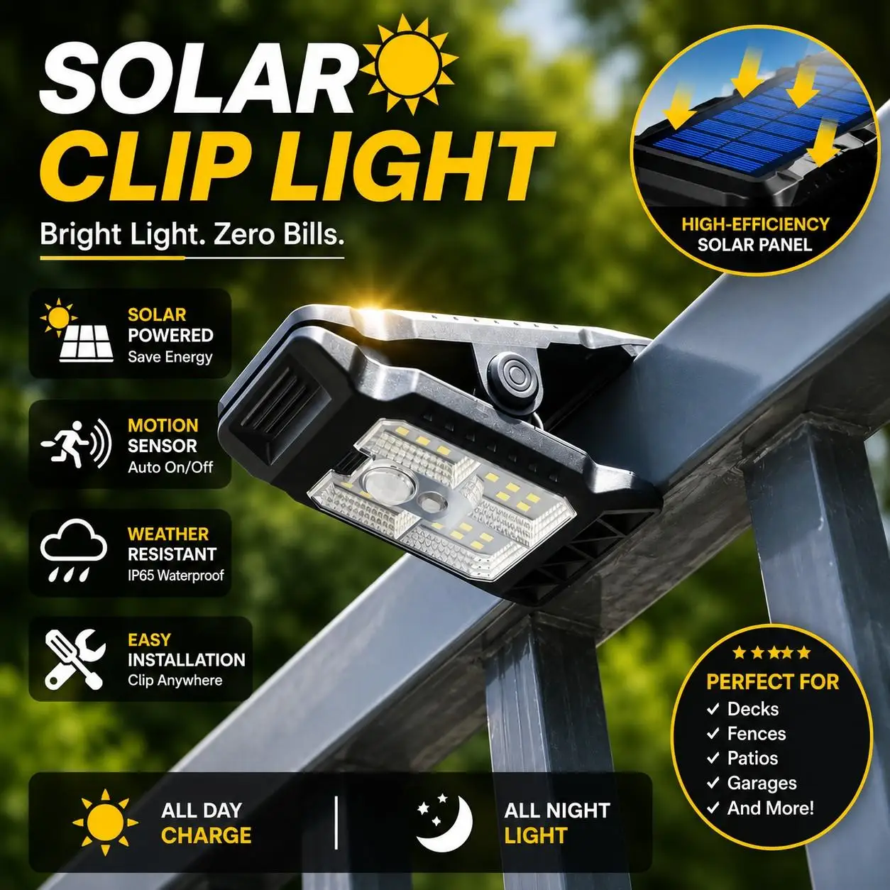Solar Powered Lamp Clip-On Pathway Lighting Solar Energy Outdoor Lights
Solar Powered Lamp Clip-On Pathway Lighting Solar Energy Outdoor Lights