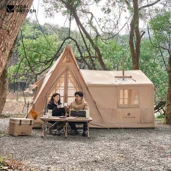 MOBI GARDEN 야외 캠핑 에어 텐트, 휴대용 팽창식 캐빈 텐트, 넓은 공간, 가족 공원, 방풍, 방수 클라우드, 12.6 ㎡