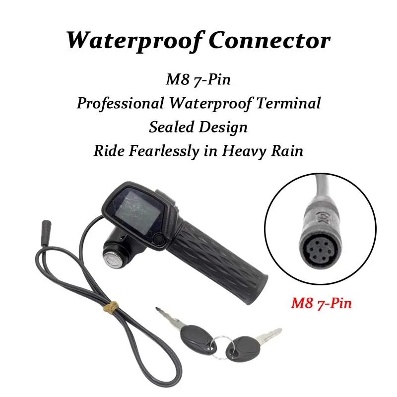 7-Pin Waterproof Display Throttle with Key Lock for Kugoo Wish 01 Scooter, Motorcycle Style Accelerator Grip, Handlebar Part
7-Pin Waterproof Display Throttle with Key Lock for Kugoo Wish 01 Scooter, Motorcycle Style Accelerator Grip, Handlebar Part