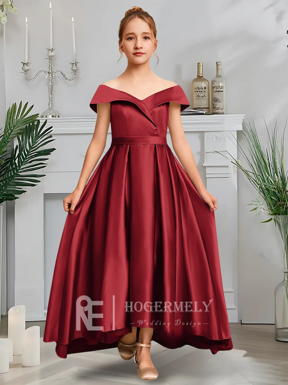 B Child Ball Gown Junior Bridesmaid Dress Flower Girl Dress Satin Off Shoulder With Ruffles Wedding Girls Formal Party Kids
B Child Ball Gown Junior Bridesmaid Dress Flower Girl Dress Satin Off Shoulder With Ruffles Wedding Girls Formal Party Kids