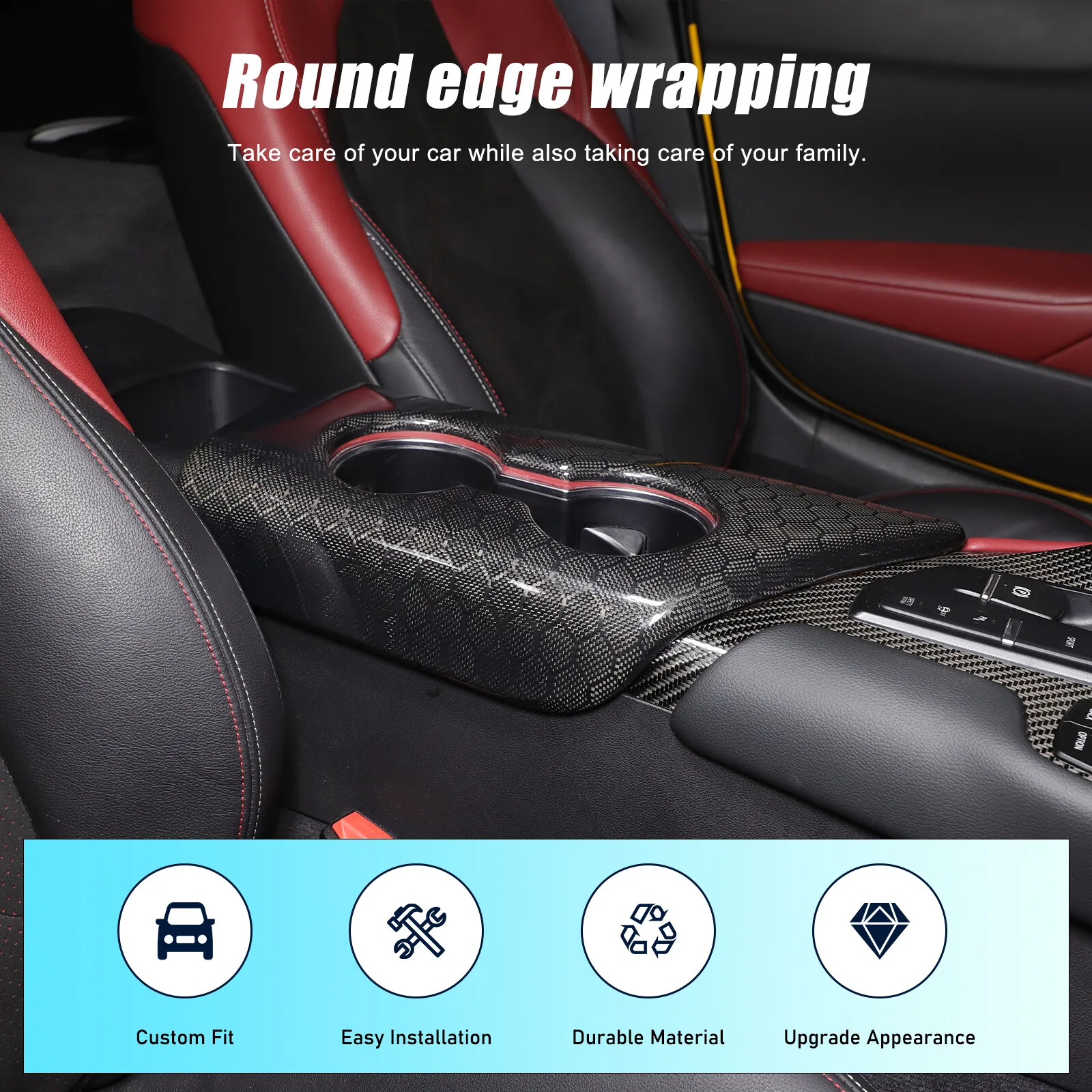 LHD Carbon Fiber Center Console Cup Holder Trim For Toyota GR Supra A90 A91 MK5 2019-2025 Armrest Cup Holder Cover Accessories
LHD Carbon Fiber Center Console Cup Holder Trim For Toyota GR Supra A90 A91 MK5 2019-2025 Armrest Cup Holder Cover Accessories