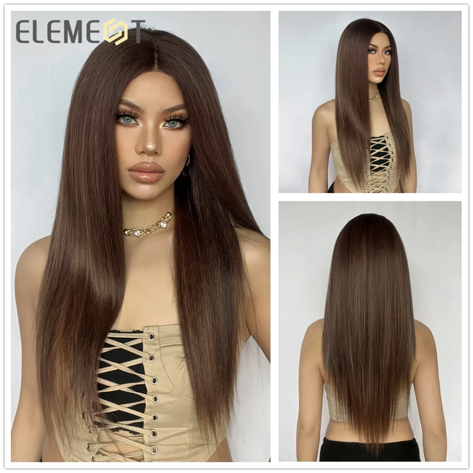 ELEMENT T Part 13*4*1 Lace Front Synthetic Wigs Straight Dark Brown Daily Party Middle Wig Hair for Women Ladies Natural Use
ELEMENT T Part 13*4*1 Lace Front Synthetic Wigs Straight Dark Brown Daily Party Middle Wig Hair for Women Ladies Natural Use