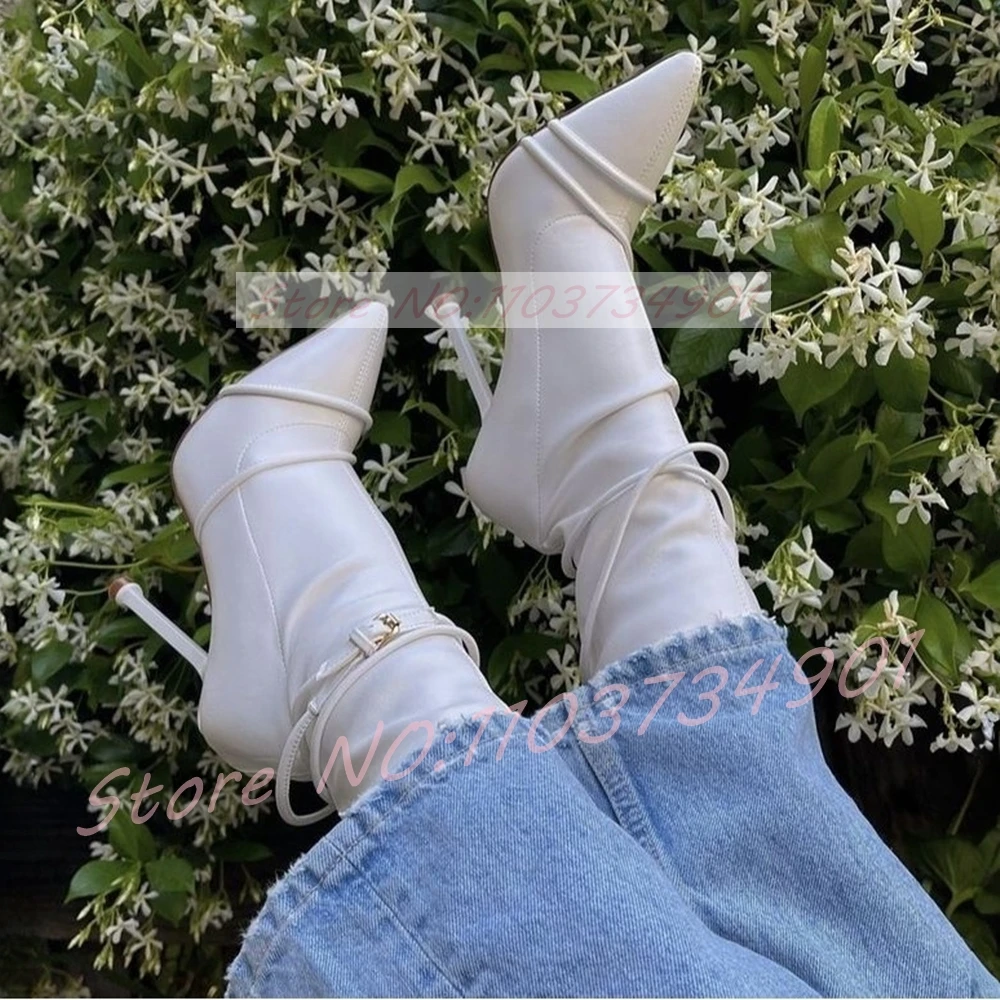 Thin Strappy White Patent Leather Booties Women Pointed Toe High Heels Buckle Strap Boots Ladies Elegant Casual Ankle Boots
Thin Strappy White Patent Leather Booties Women Pointed Toe High Heels Buckle Strap Boots Ladies Elegant Casual Ankle Boots