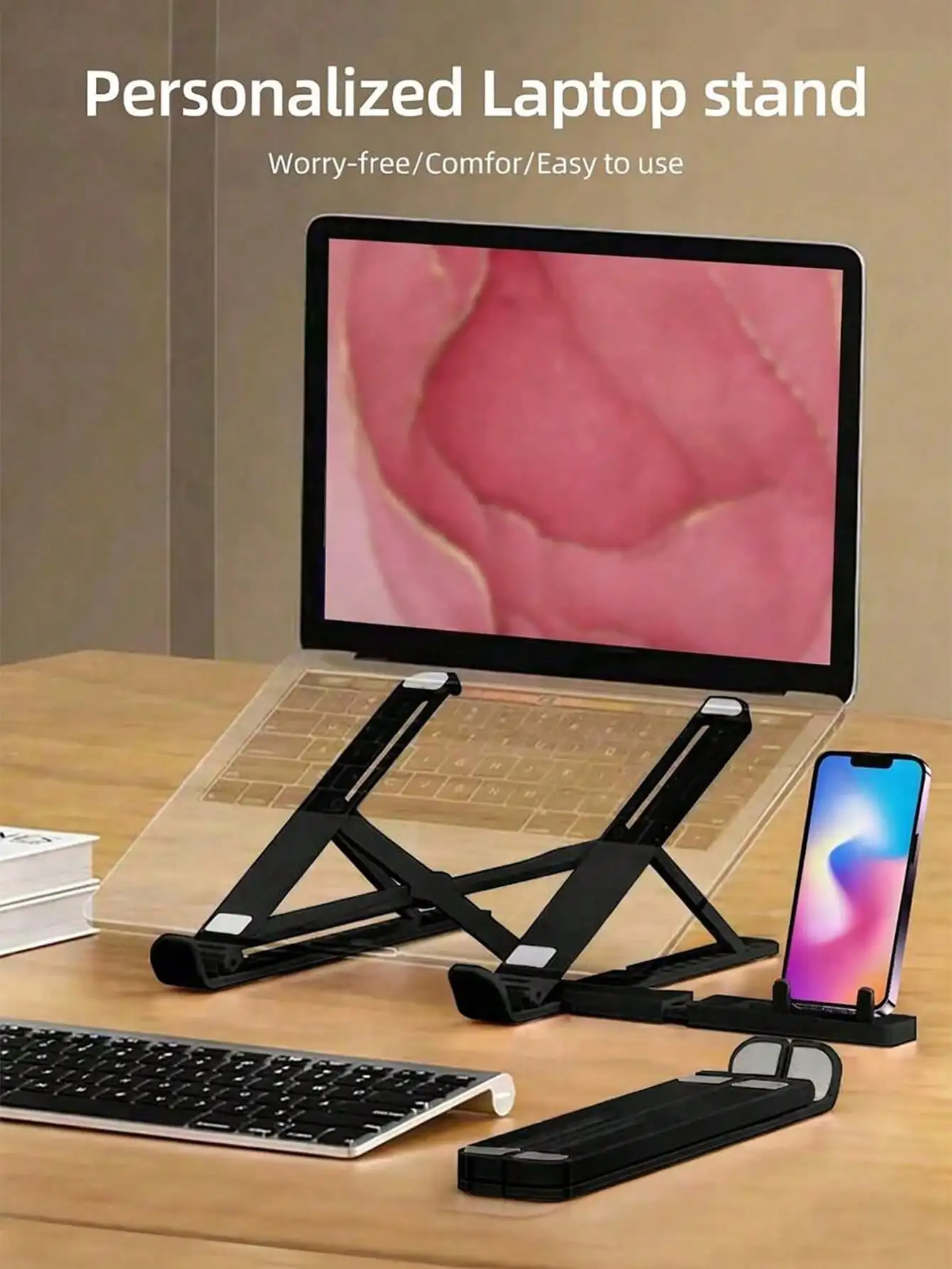 1-pack Black Foldable Portable Laptop Tablet Phone Stand with Extended Phone Holder Adjustable Cooling Stand
1-pack Black Foldable Portable Laptop Tablet Phone Stand with Extended Phone Holder Adjustable Cooling Stand