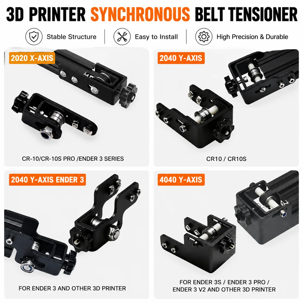3D Printer Synchronous Belt Tensioner X/Y-axis 2020 2040 4040 Profile Timing Belt Stretch Tension For Ender 3 CR10 Series
3D Printer Synchronous Belt Tensioner X/Y-axis 2020 2040 4040 Profile Timing Belt Stretch Tension For Ender 3 CR10 Series