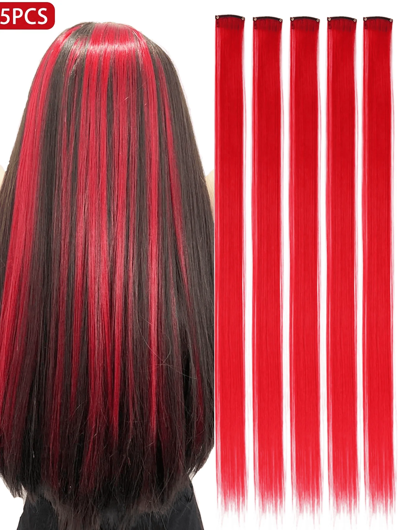 5 PCS Red Colored Clip In Hair Extensions 20 Inch Long Straight Hairpieces Clip In Synthetic, Halloween Cosplay Dress Up Fashion Party Christmas New Year Gift For Women Christmas New Year Carnival Music Festival Use(RED)
5 PCS Red Colored Clip In Hair Extensions 20 Inch Long Straight Hairpieces Clip In Synthetic, Halloween Cosplay Dress Up Fashion Party Christmas New Year Gift For Women Christmas New Year Carnival Music Festival Use(RED)