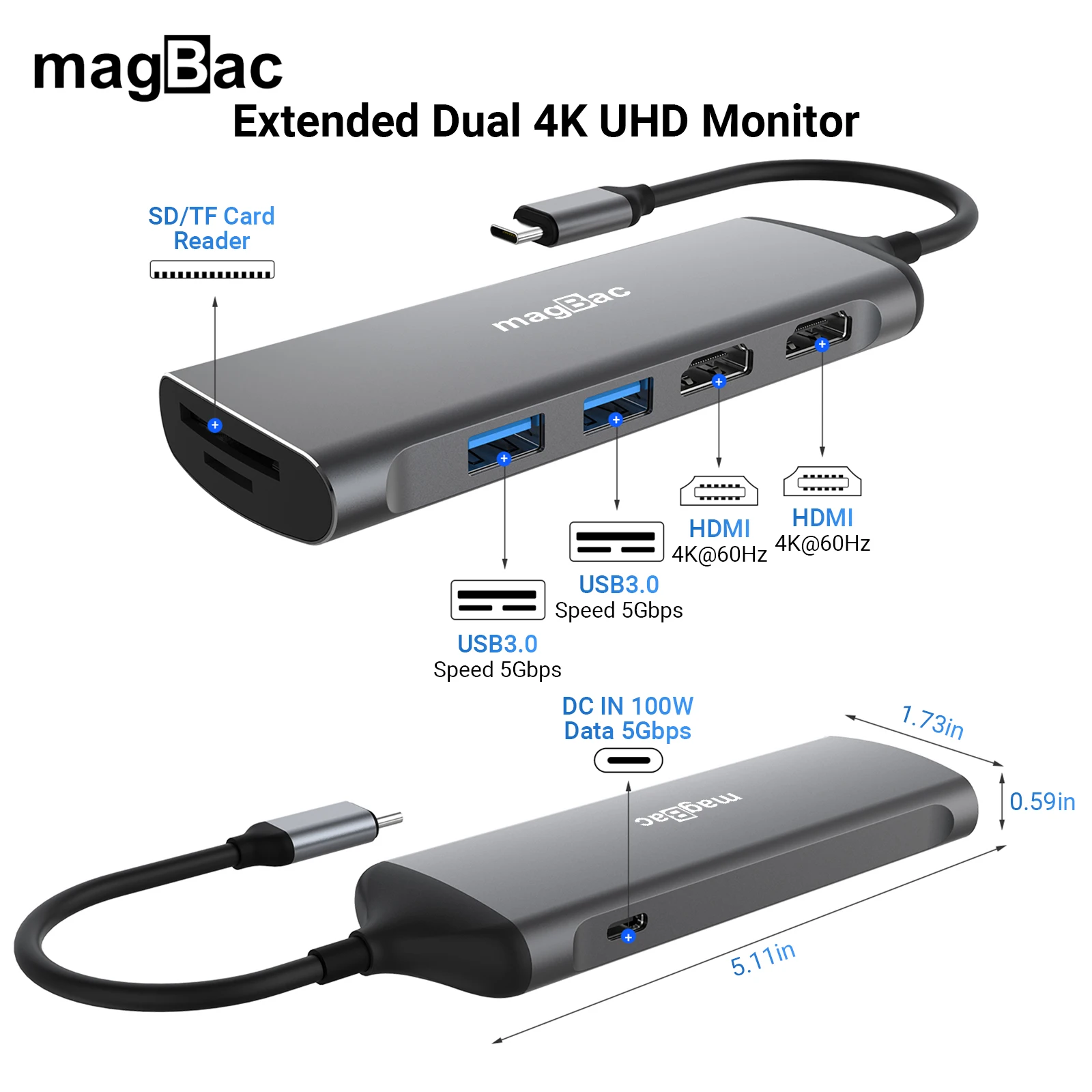 USB C Docking Station 2 HDMI 4K 60HZ USB3.0 100W PD SD TF Card Reader hub usb type c THunderbolt Laptop For MacBook Pro/Air Dell
USB C Docking Station 2 HDMI 4K 60HZ USB3.0 100W PD SD TF Card Reader hub usb type c THunderbolt Laptop For MacBook Pro/Air Dell
