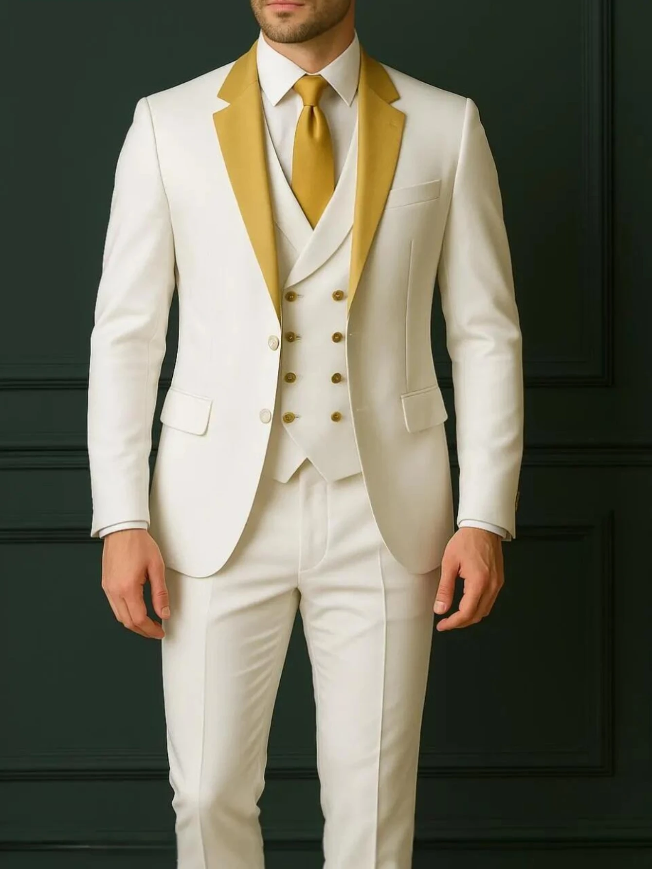 Новый белый мужской костюм с золотым воротником, свадебная вечеринка, формальный жених, жених, выпускной, деловой мужской смокинг, комплект из 3 предметов, куртка, жилет, брюки
Новый белый мужской костюм с золотым воротником, свадебная вечеринка, формальный жених, жених, выпускной, деловой мужской смокинг, комплект из 3 предметов, куртка, жилет, брюки