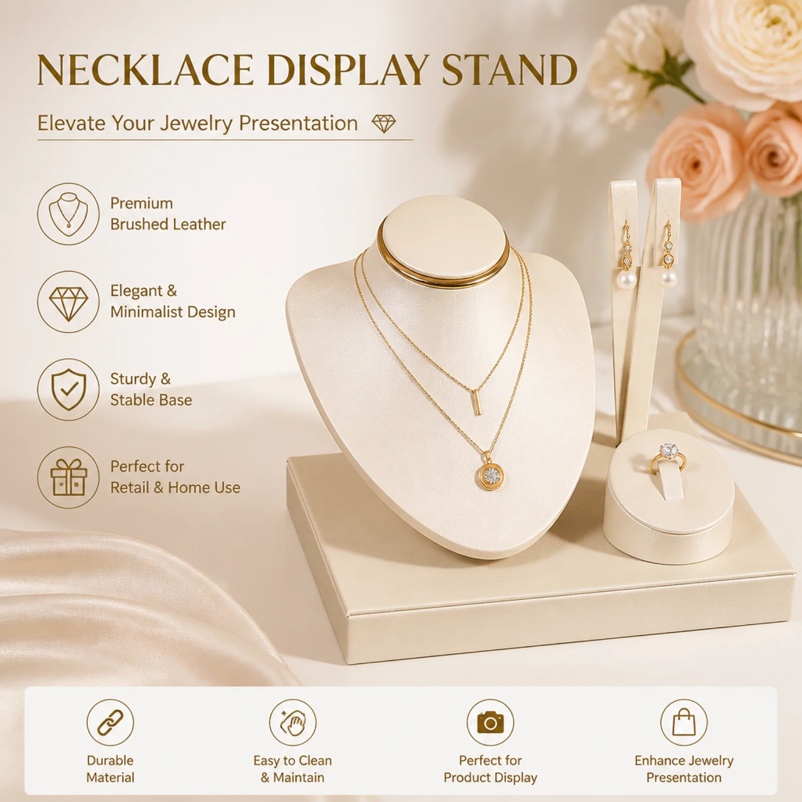 Jewelry Display Mannequin Stand Necklace Organizer Storage Showcase for Collection Boutiques Retail Presentation Showroom
Jewelry Display Mannequin Stand Necklace Organizer Storage Showcase for Collection Boutiques Retail Presentation Showroom
