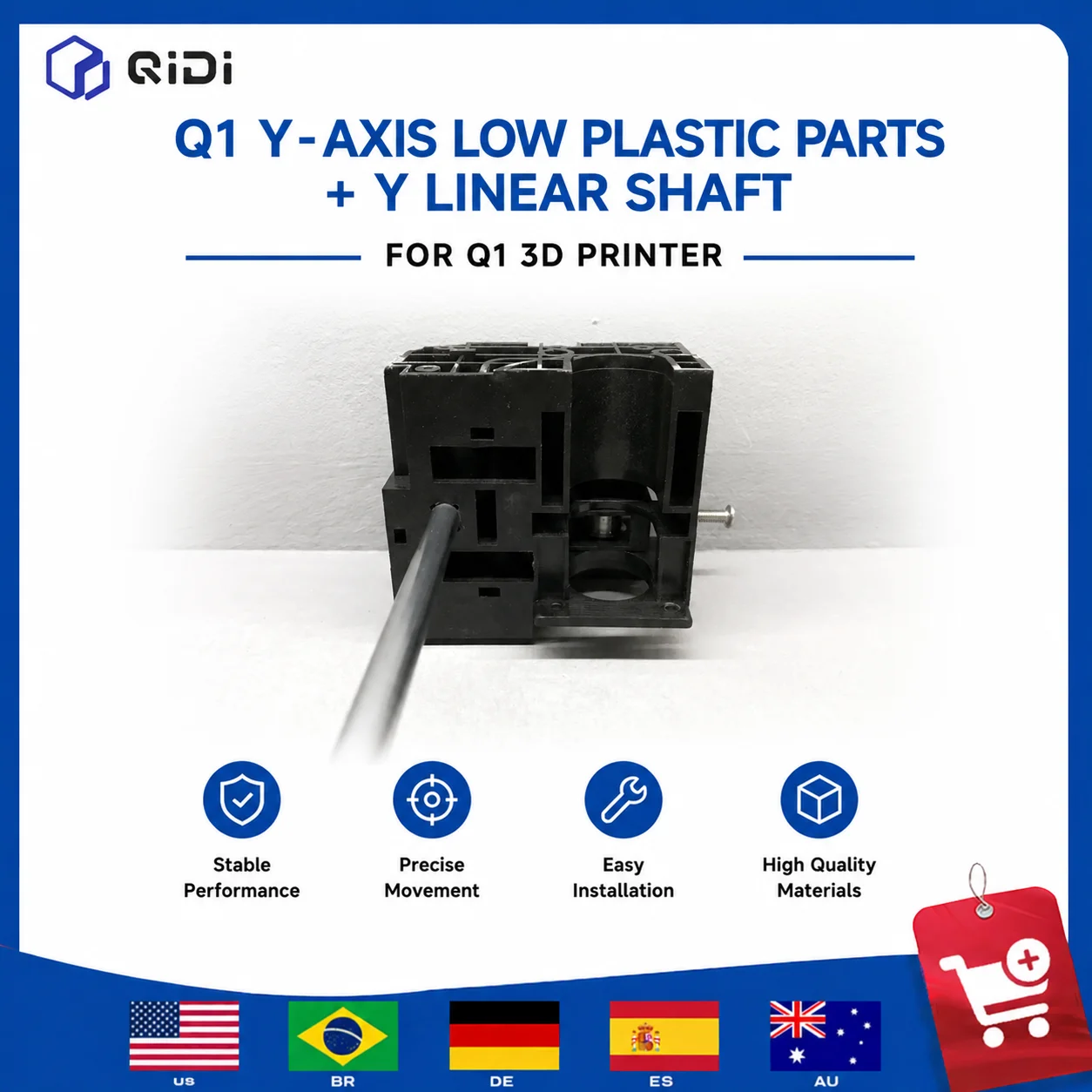 QIDI Q1 Y-Axis Low Plastic Parts & Y Linear Shaft Upgrade Kit for Q1 3D Printer Precision Motion Upgrade
QIDI Q1 Y-Axis Low Plastic Parts & Y Linear Shaft Upgrade Kit for Q1 3D Printer Precision Motion Upgrade